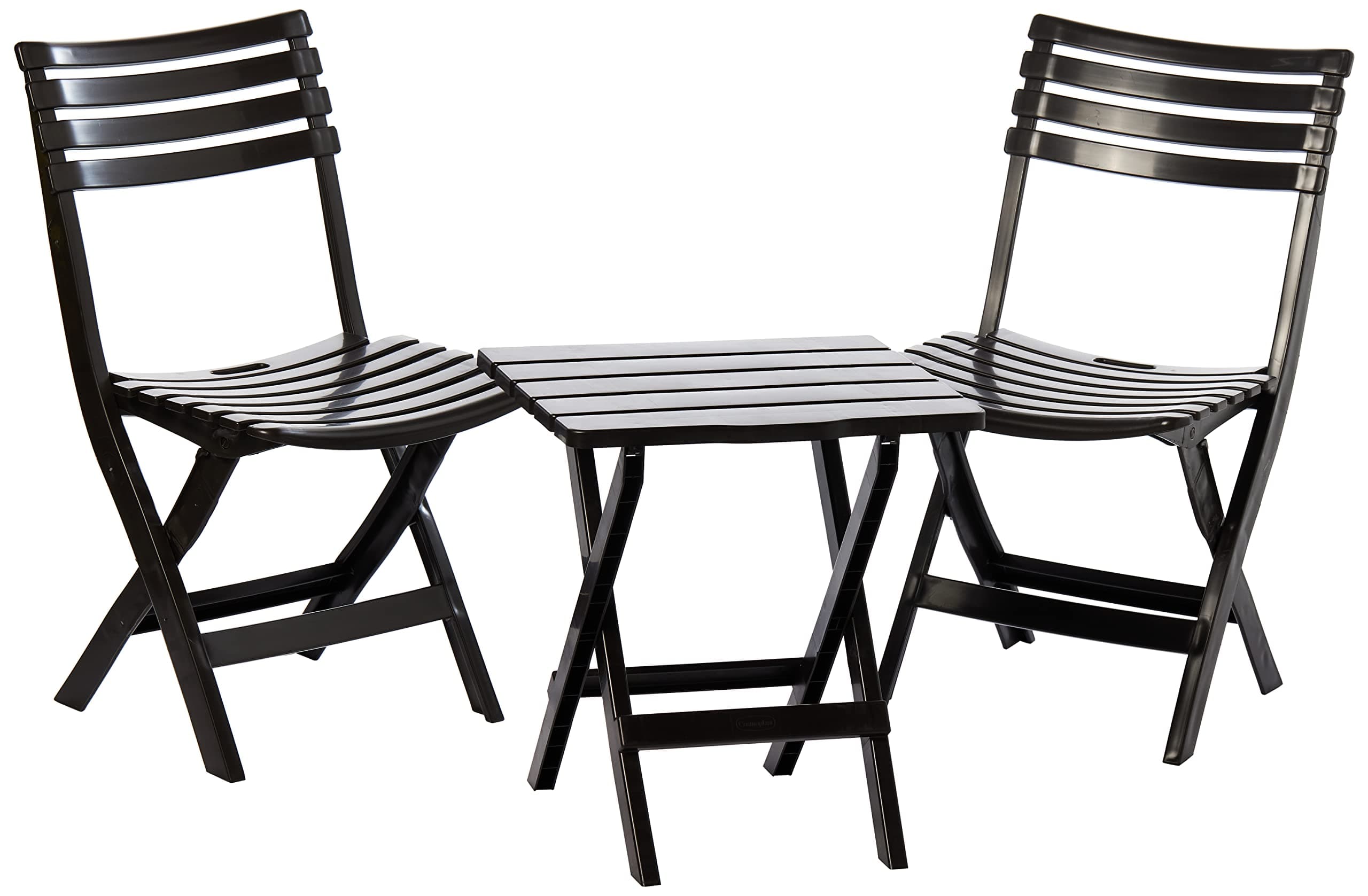 Cosmoplast Portable Camping Folding Chair & Table Set, Dark Brown