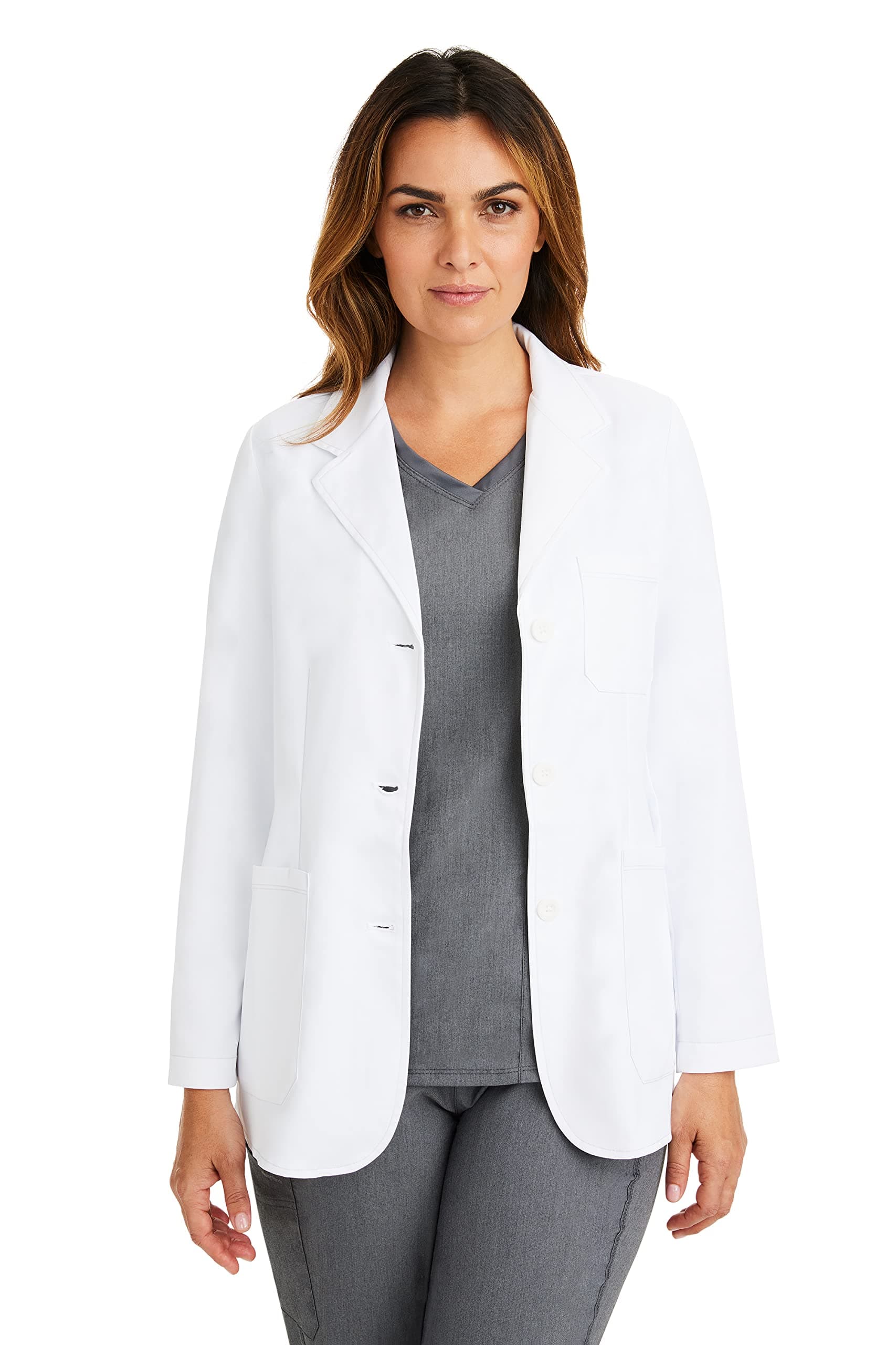Women's Lab Coat with 4 Pockets, Moisture Wicking & 2-Way Stretch Fabric, Button Front Consultation Coat 5160