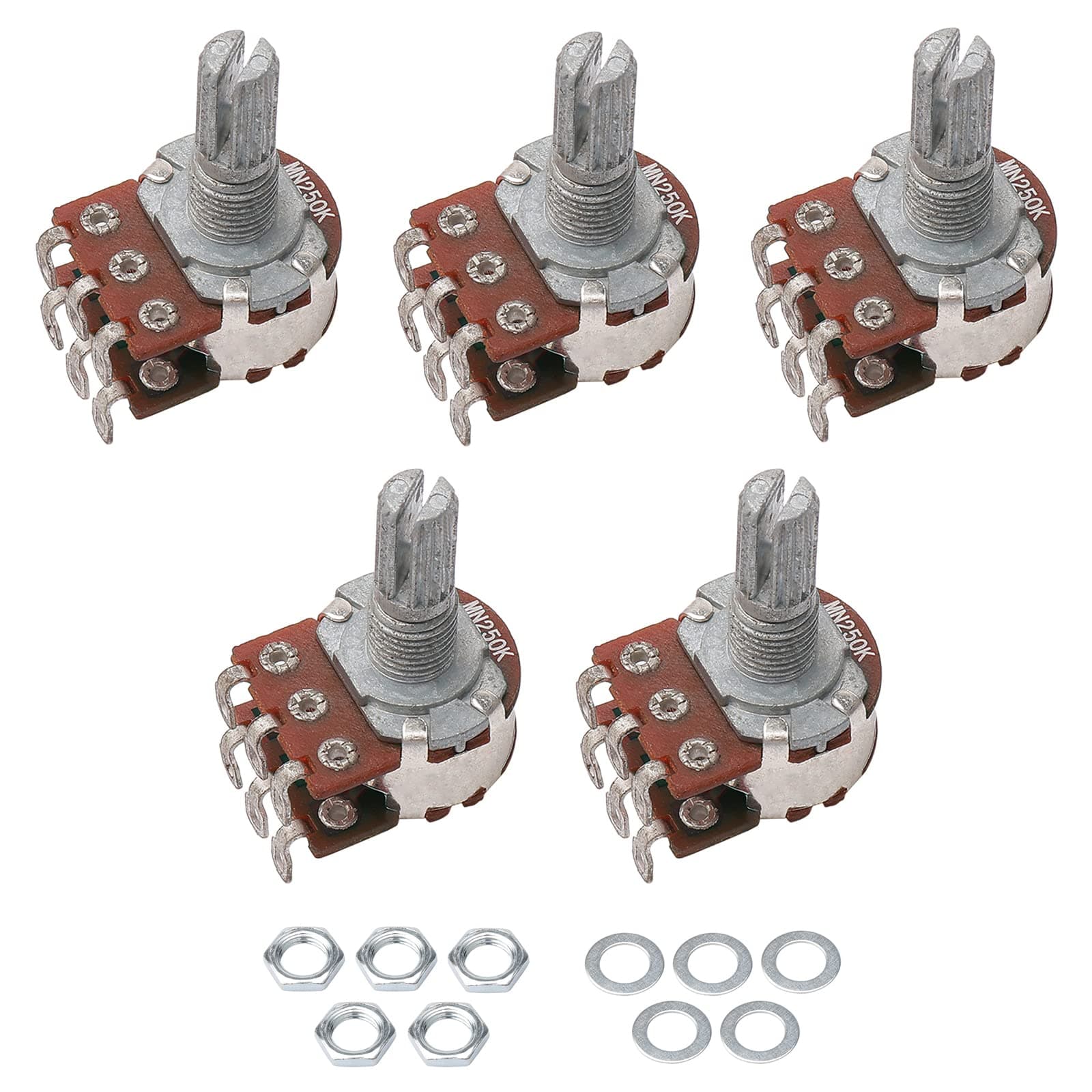 5 Pack Dual Deck MN250k Blend Balance Pickups Potentiometer Audio Pots Guitar Volume Tone Control Pots Switch