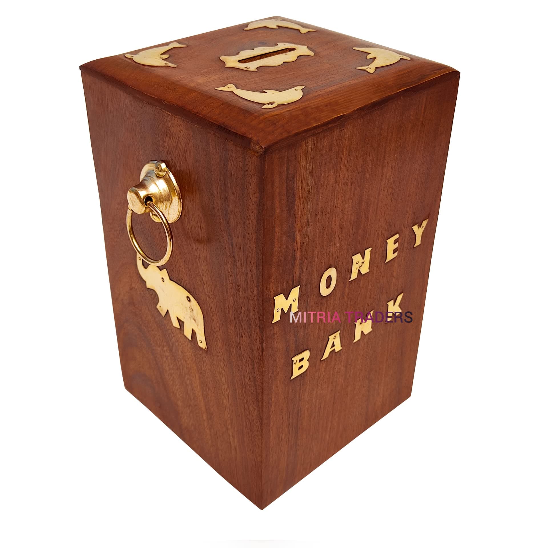 Wooden Money Classic Bank - 8 X 5 X 5.5 Inch | Big Master Size Piggy Bank | Storage for Kids and Adults, Antique