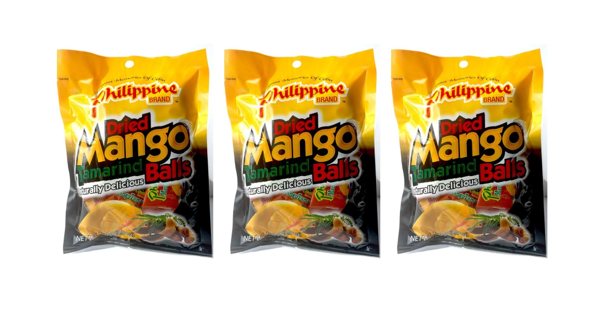 Philippine Brand Dried Mango Tamarind Balls, 3.53-Ounces Pouches (Pack of 3)