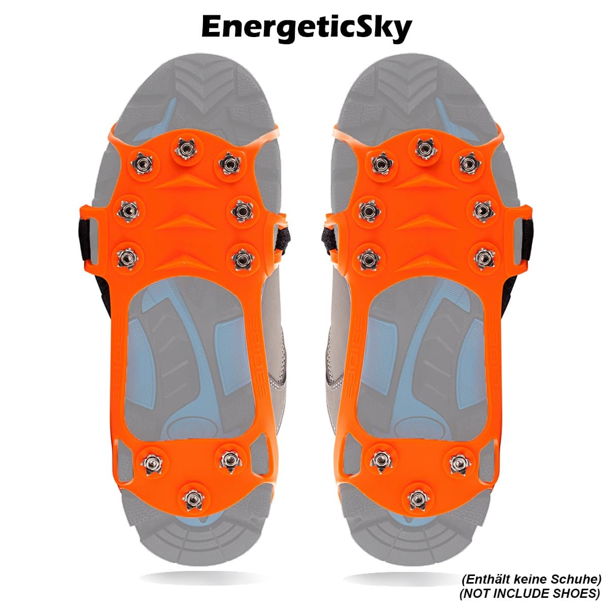 EnergeticSky 10-STUD Ice Cleats Traction Anti Slip Over Shoes/Boot,Overshoe Snow Ice Grips Crampons for Hiking,Silica Gel Cover