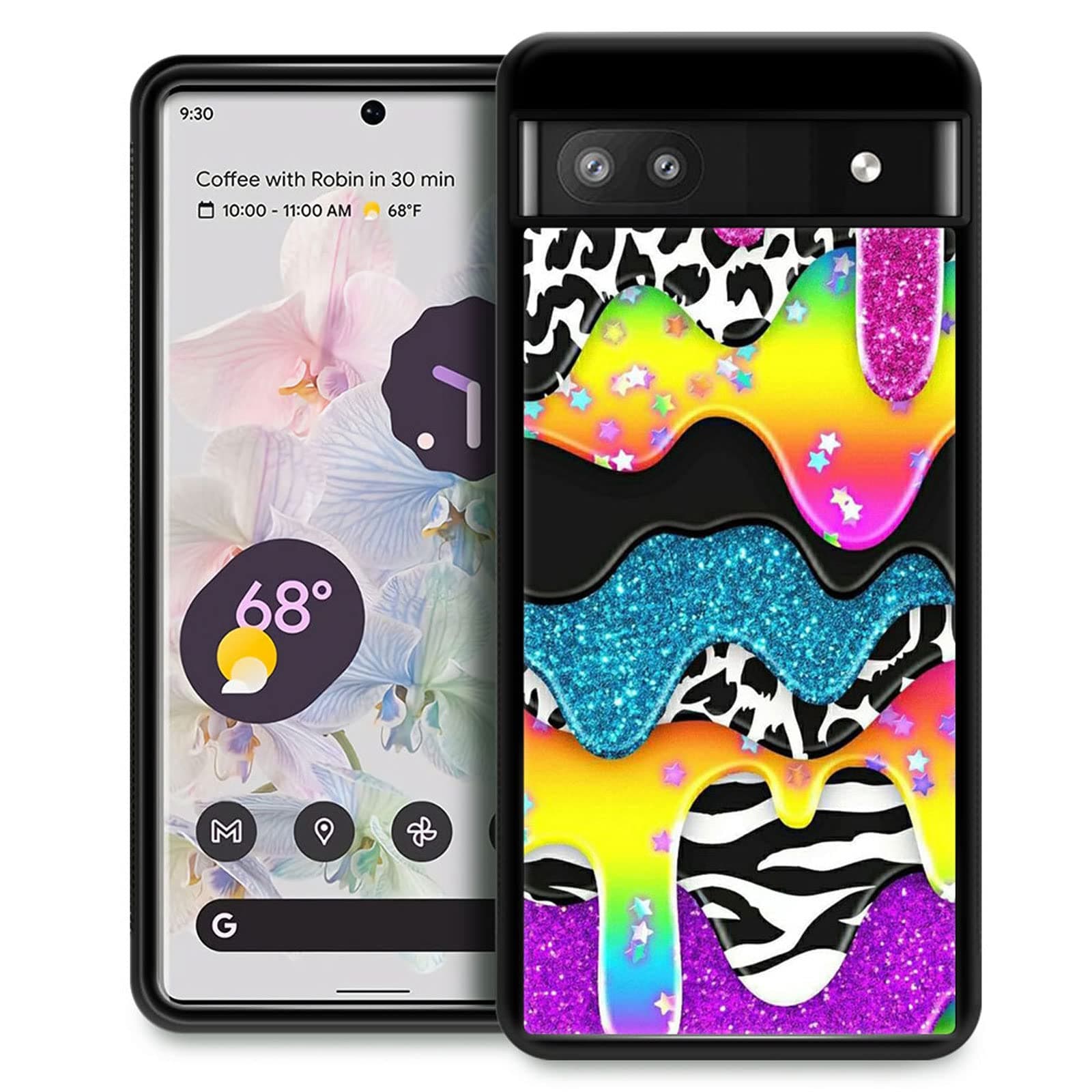 Google Pixel 6A, Color Glitter Cream Google Pixel 6A for Girl, Organic Acrylic Pattern Mobile Case Shell Black Cover Case Compatible with Google Pixel 6A 6.2 Inch