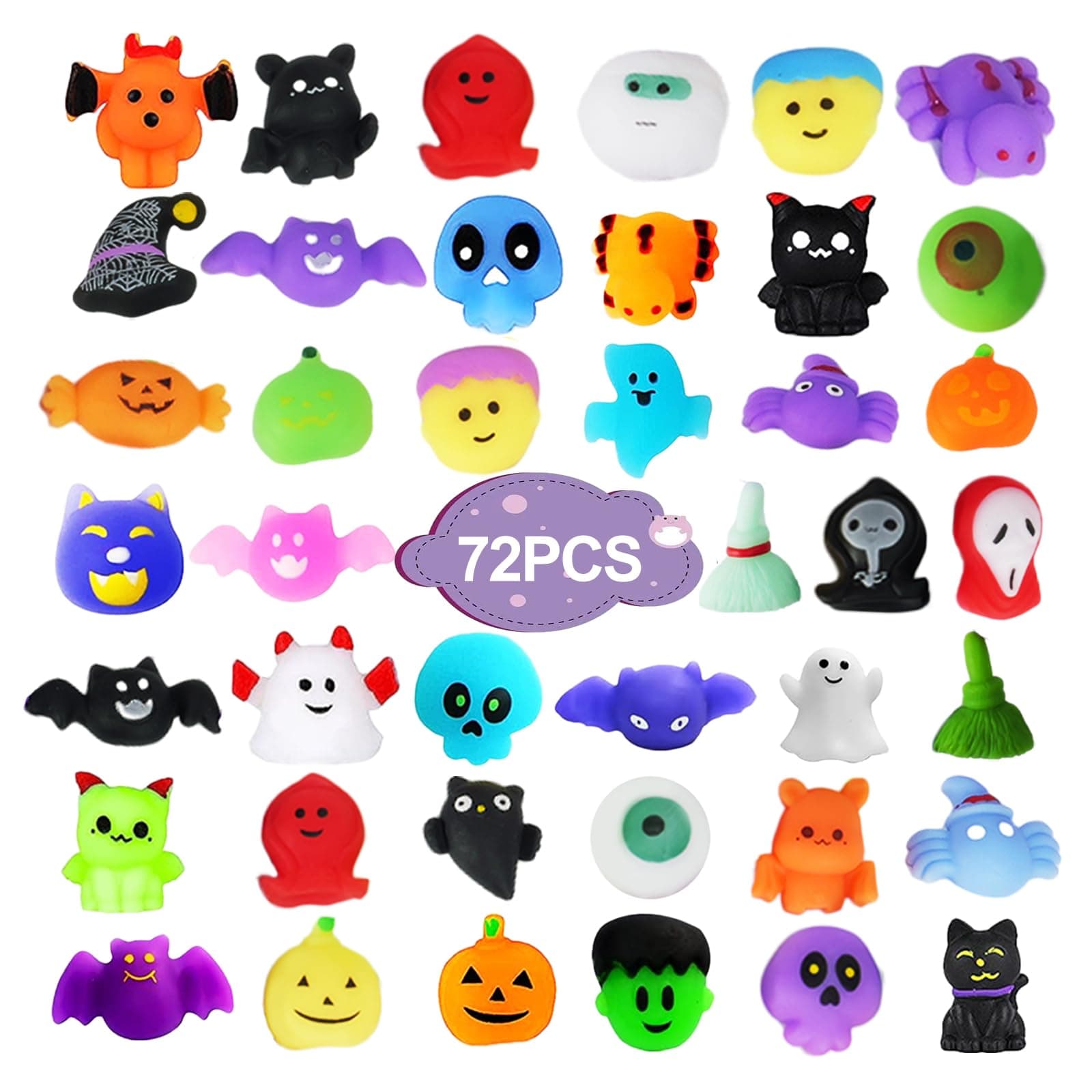 72Pcs Halloween Party Favors for Kids,Mochi Squishys Toys,Cute Kawaii Squishies Animals,Loot Bag Fillers for Kids Teens Adults Boys Girls,Stocking Stuffers,Easter Basket Stuffers,Birthday Party Gifts