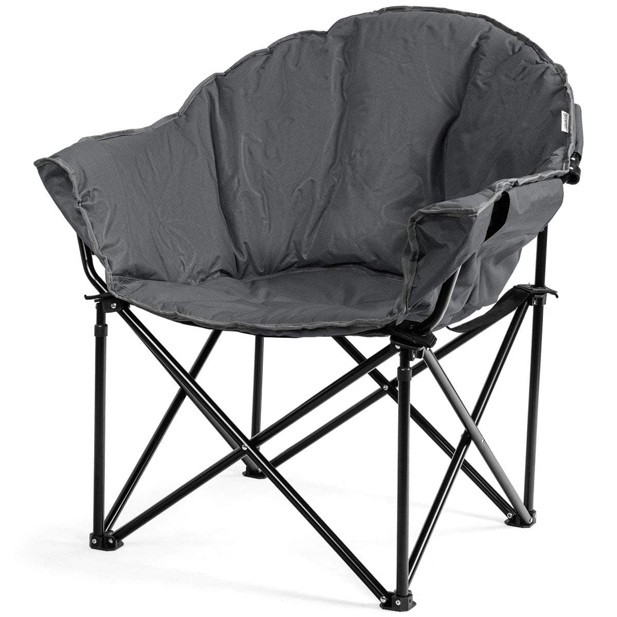 Giantex Portable Camping Chair, Outdoor Folding Moon Saucer Chair for Lawn with Soft Padded Seat, Cup Holder and Carry Bag