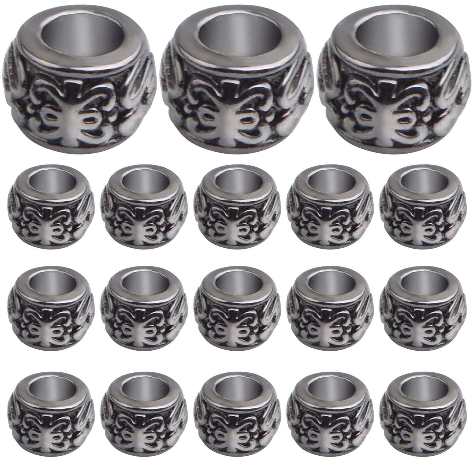 BronaGrand 100 Pieces Gun Black Rondelle Spacer Beads European Large Hole Beads Tube Column Loose Charm Beads Accessories for DIY Bracelet Necklace Earrings Jewelry Making