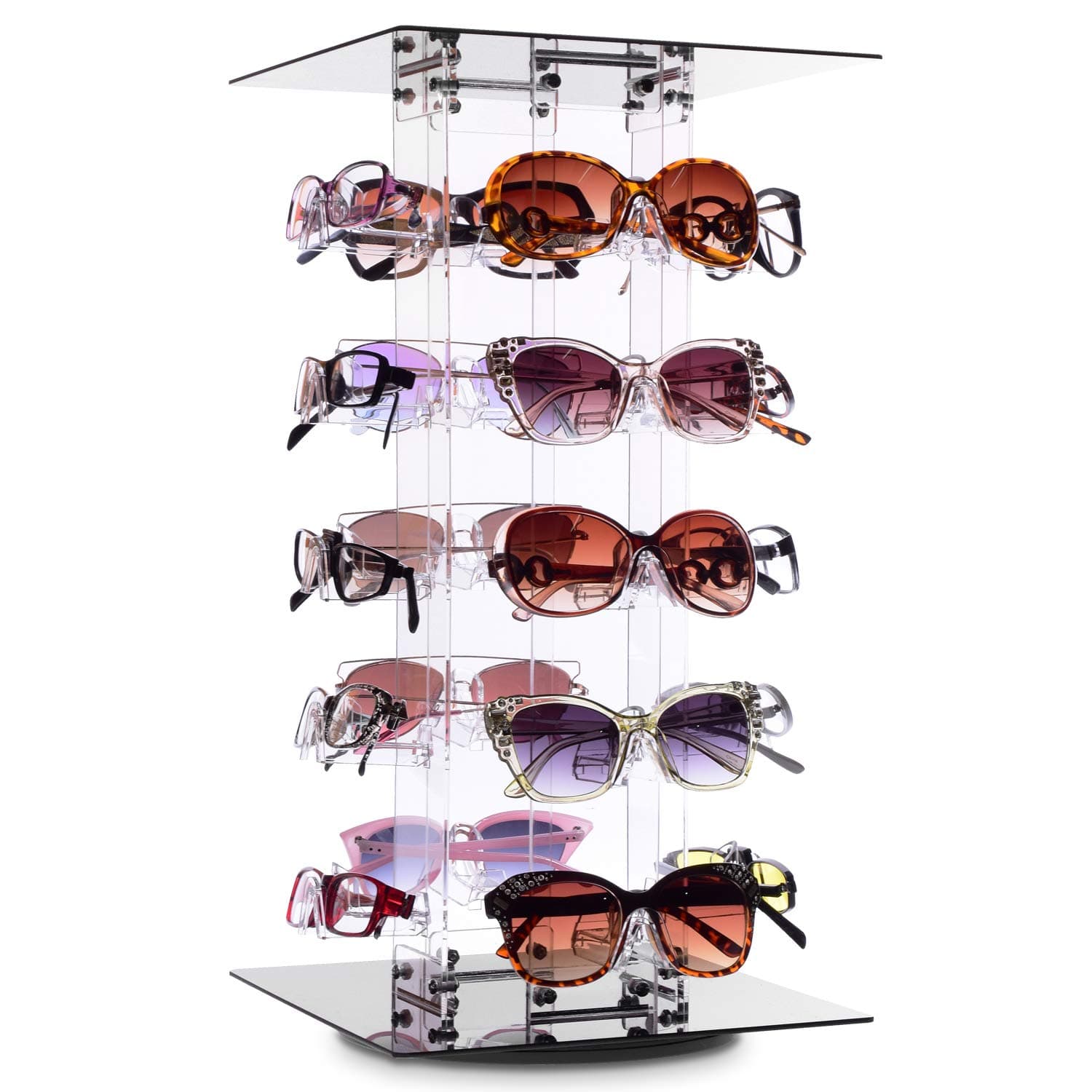 MOOCA Premium Acrylic Rotating Sunglasses & Eyewear Holder Display Sunglasses Organizer Stands Rack, 20 Frames