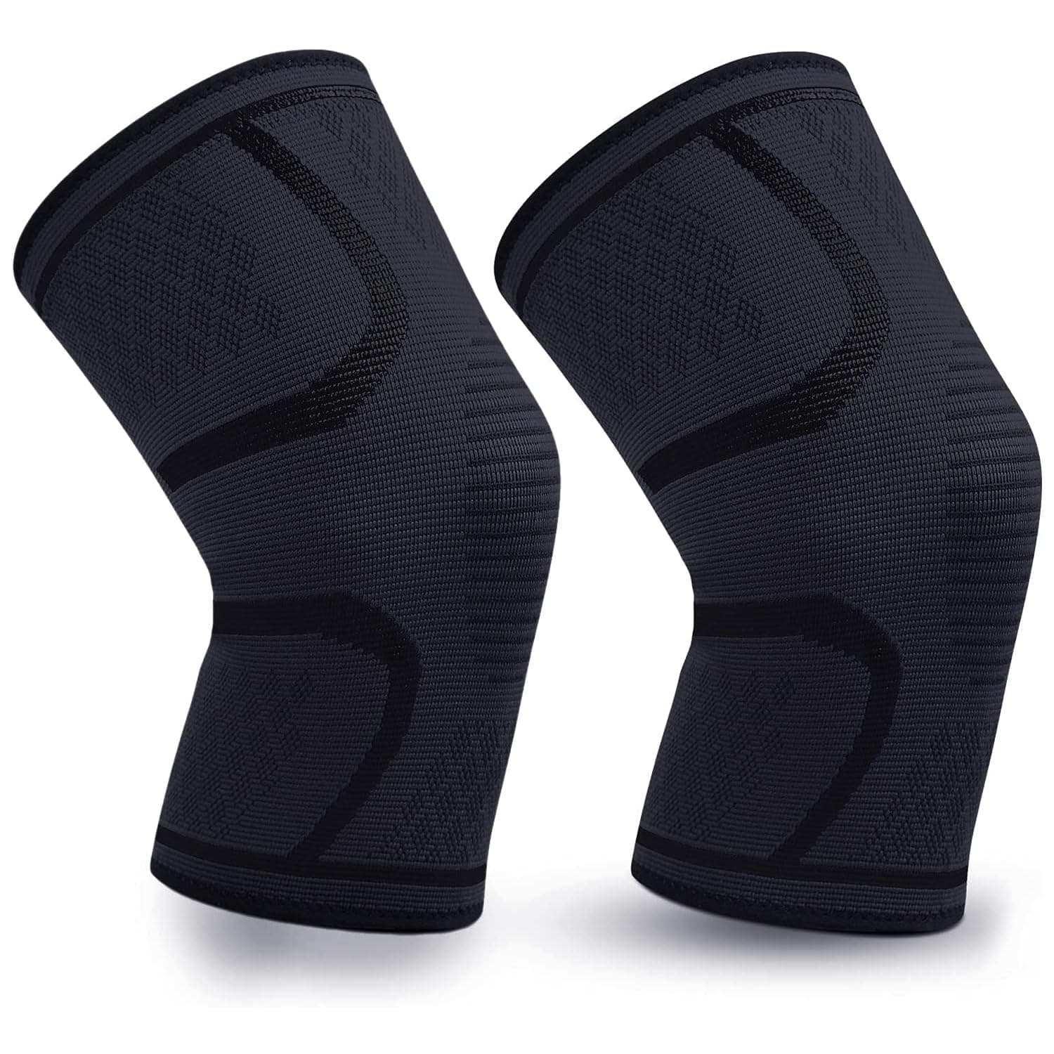 Knee Brace (Pack of 2) - Knee Compression Sleeve - Sports Care Knee - for Men and Women, Running, Indoor & Outdoor Sports, Gym, Cycling, Football, Basketball and Weightlifting (L)