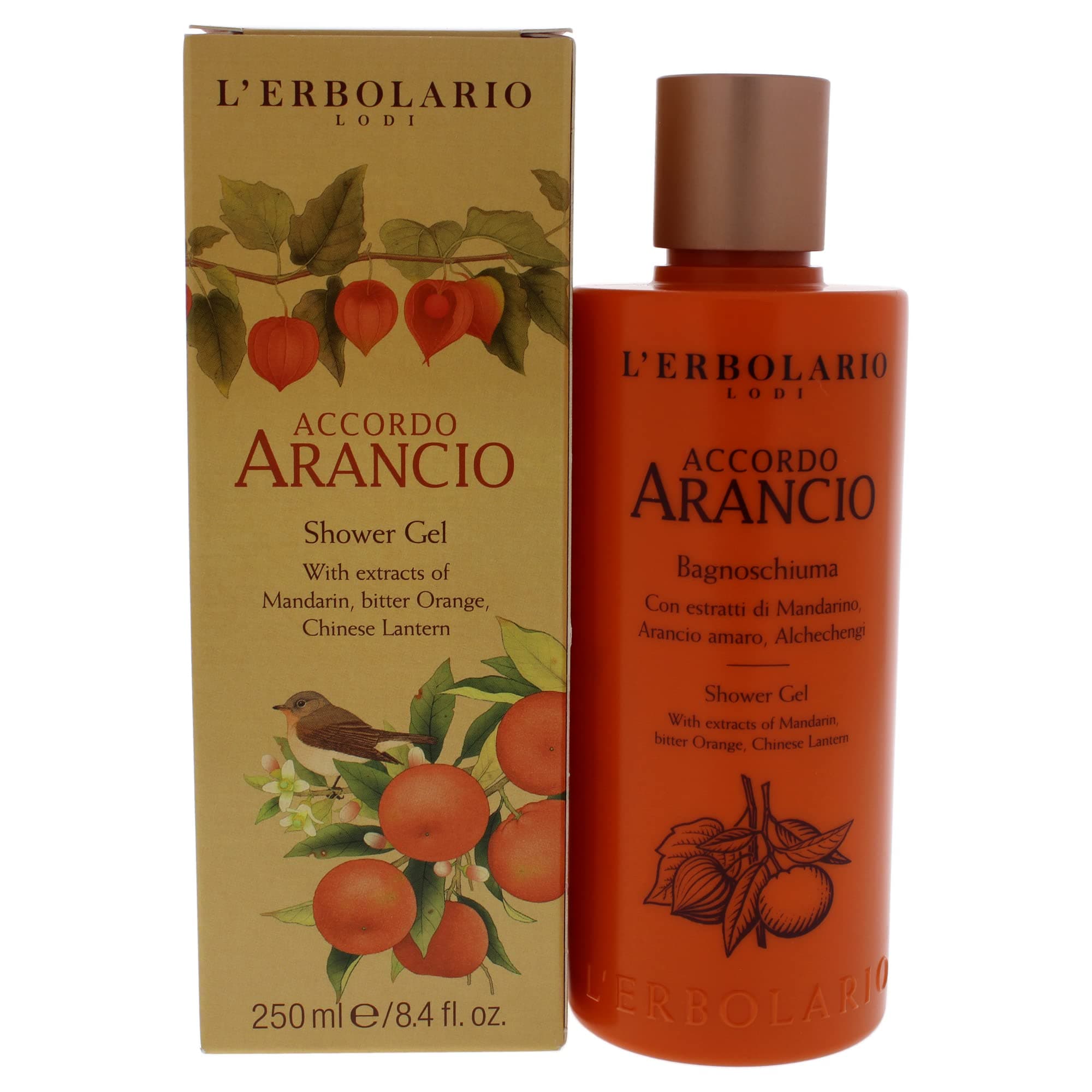 Shower Gel – Moisturizing Body Wash with Plant Extracts - Toning and Invigorating Body Soap with Citrus Scent – Accordo Arancio - 8.4 oz