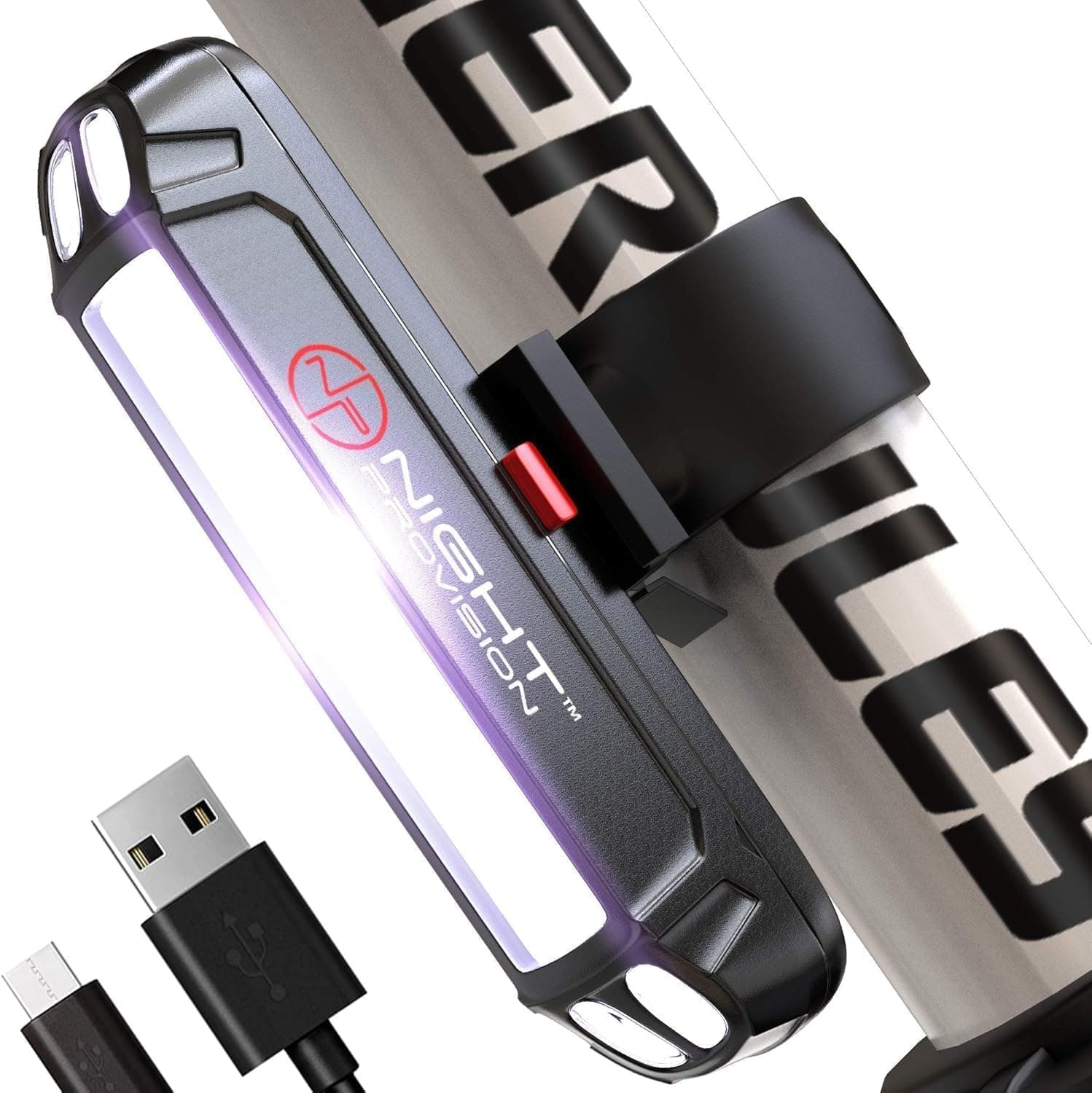 LINE-120 Front & Rear Bike or Skateboard Lights – USB Rechargeable LED Headlight & Taillight Set – Accessories for Bicycle, Longboard & Skateboard Safety