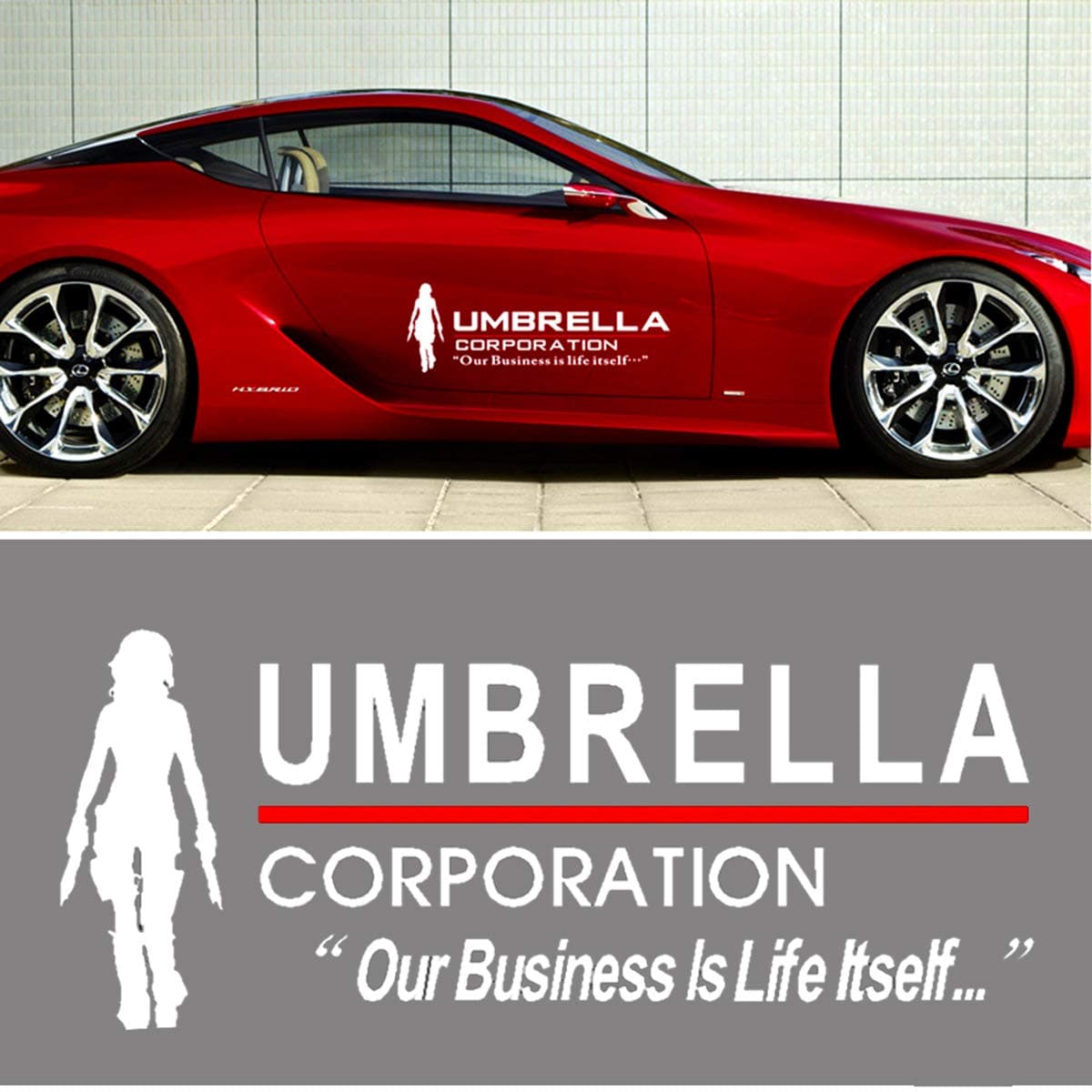 HINSCR Re sident E vil Car Sticker Umbrella Corporation Vinyl Window Resident E vil Alice Sticker Decal for Car(Style G-White-1 pcs)