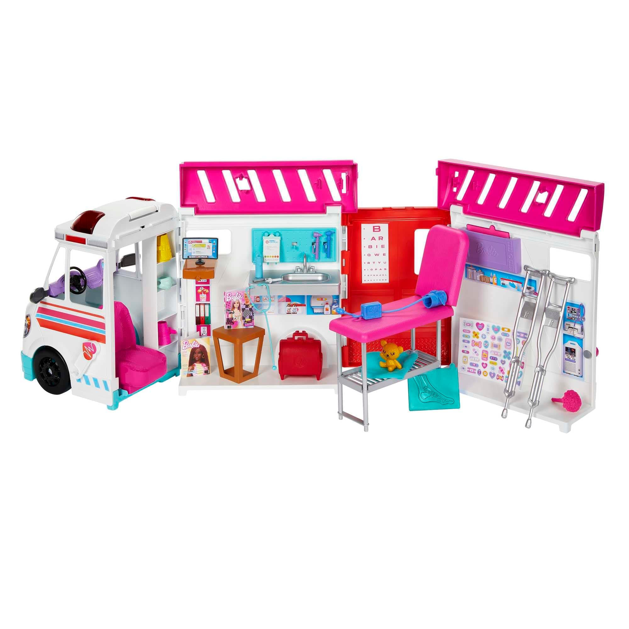 Barbie Toys, Transforming Ambulance and Clinic Playset, 20+ Accessories, Care Clinic