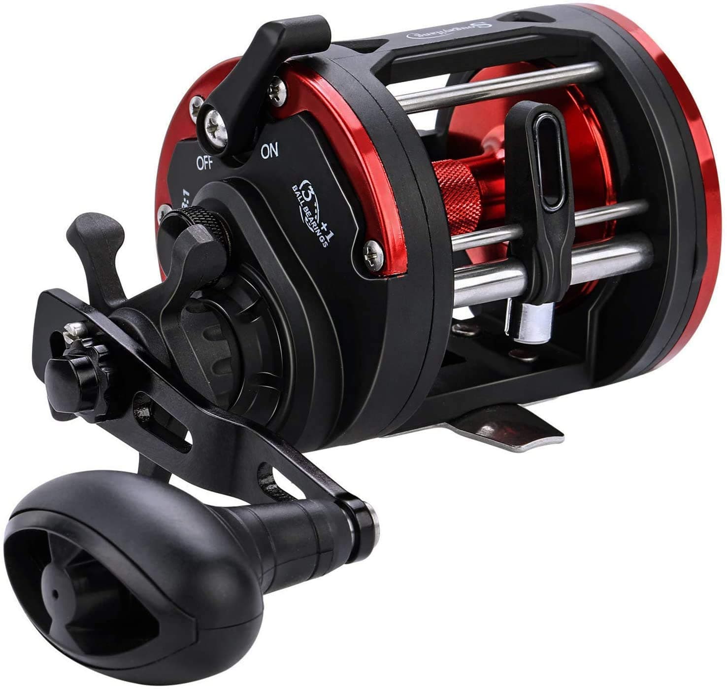 Sougayilang Trolling Reel Level Wind Conventional Reel Graphite Body Fishing Reel, Durable Stainless-Steel, Large Line Capacity