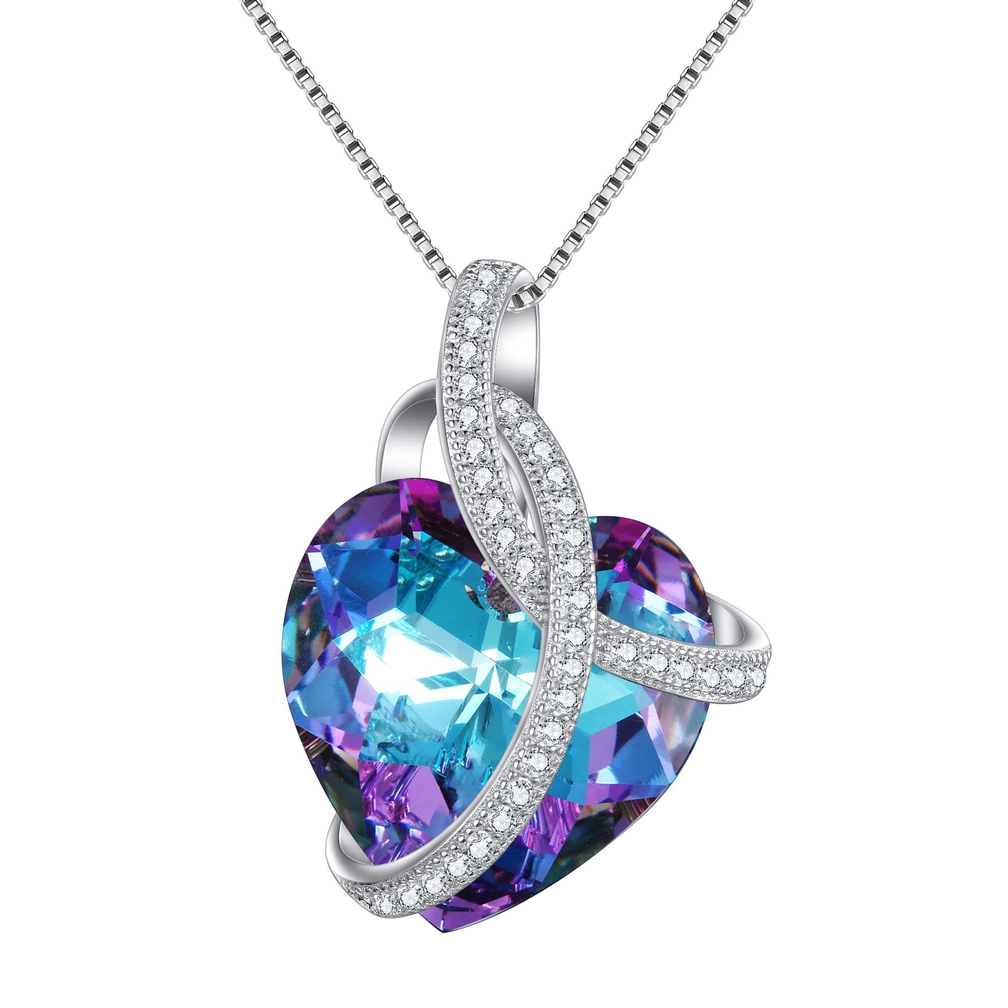 EleQueen 925 Sterling Silver CZ Courageous Heart Inspired Pendants Necklace Made with Austrian Crystals for Women, Valentine's Day/Mother's Day/Christmas Jewelry Gift