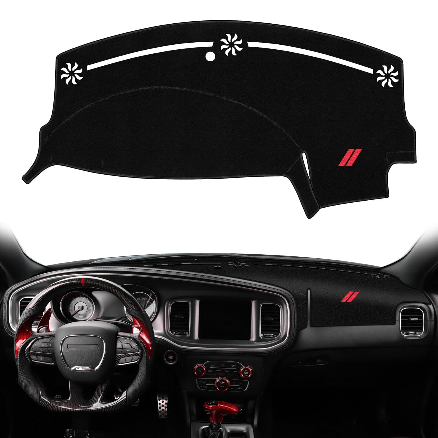 Dash Cover for Dodge Charger Accessories 2011-2022 2023 Dashboard Cover Mat Sunshade No Glare UV Rays Protector Nonslip Interior Pad (Black)