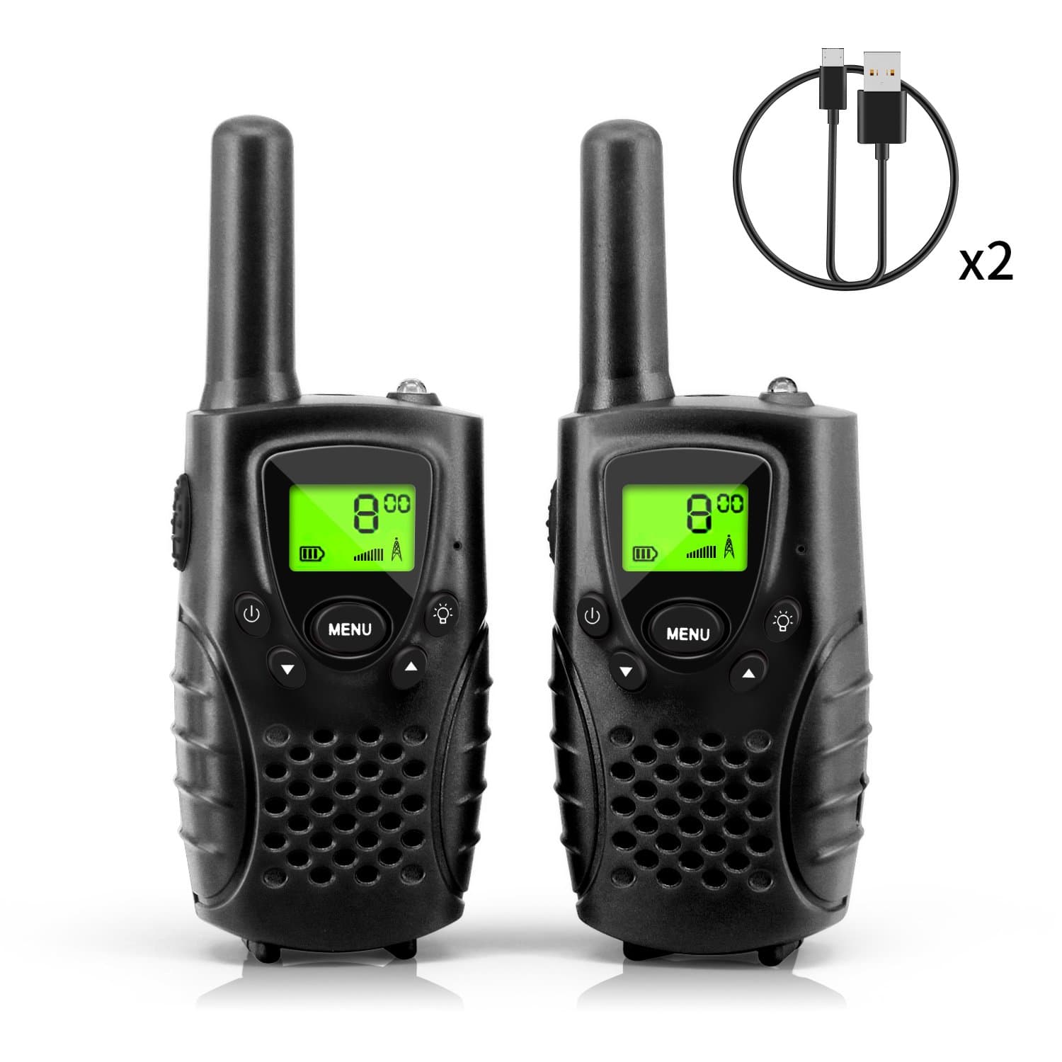 Waitiee 2pcs for Children 0.5 W 8 Channel Walkie Talkies with LCD Display Torch VOX Torch Radio Belt Clip Lock Screen Function Walki Talki Red
