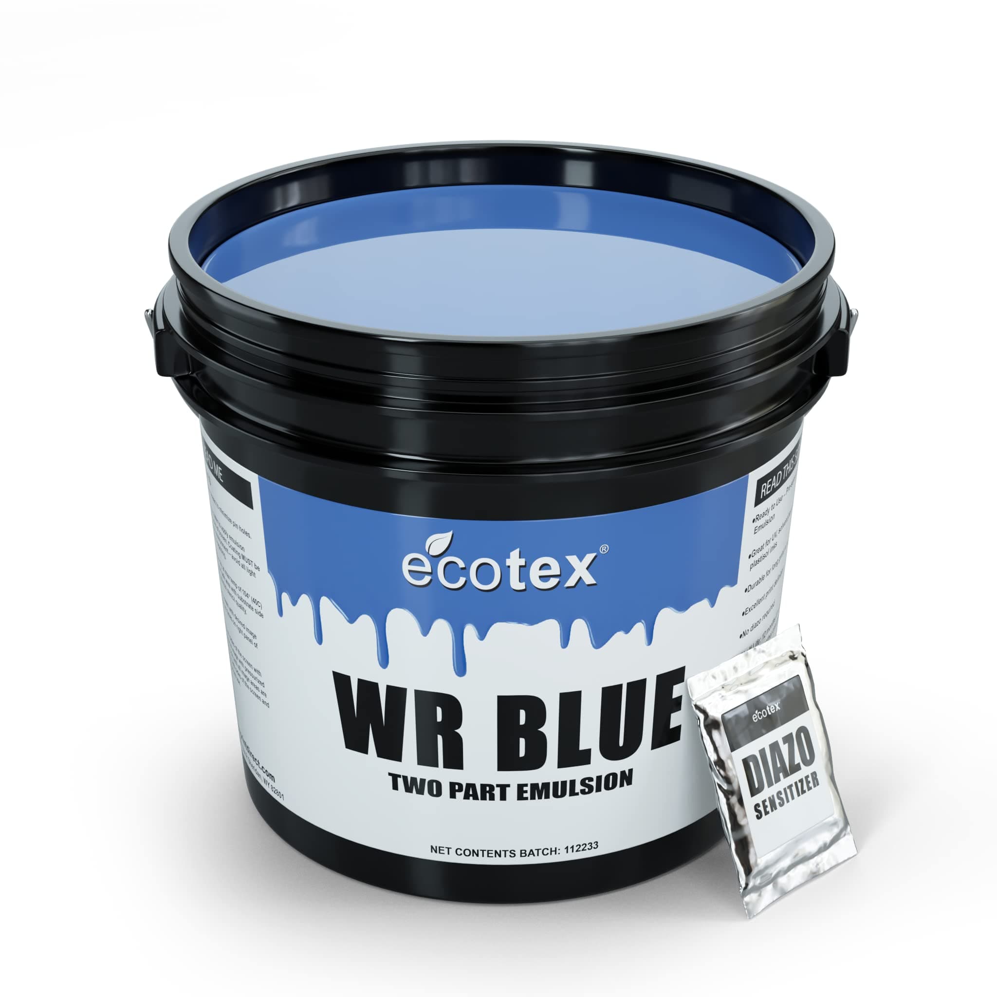 Screen Print Direct Ecotex® WR Blue Printing Emulsion (Quart - 32oz.) Diazo Required Photo Emulsion for Silk s and Fabric - for Printing Water Based Ink, Water Resistant Printing Supplies
