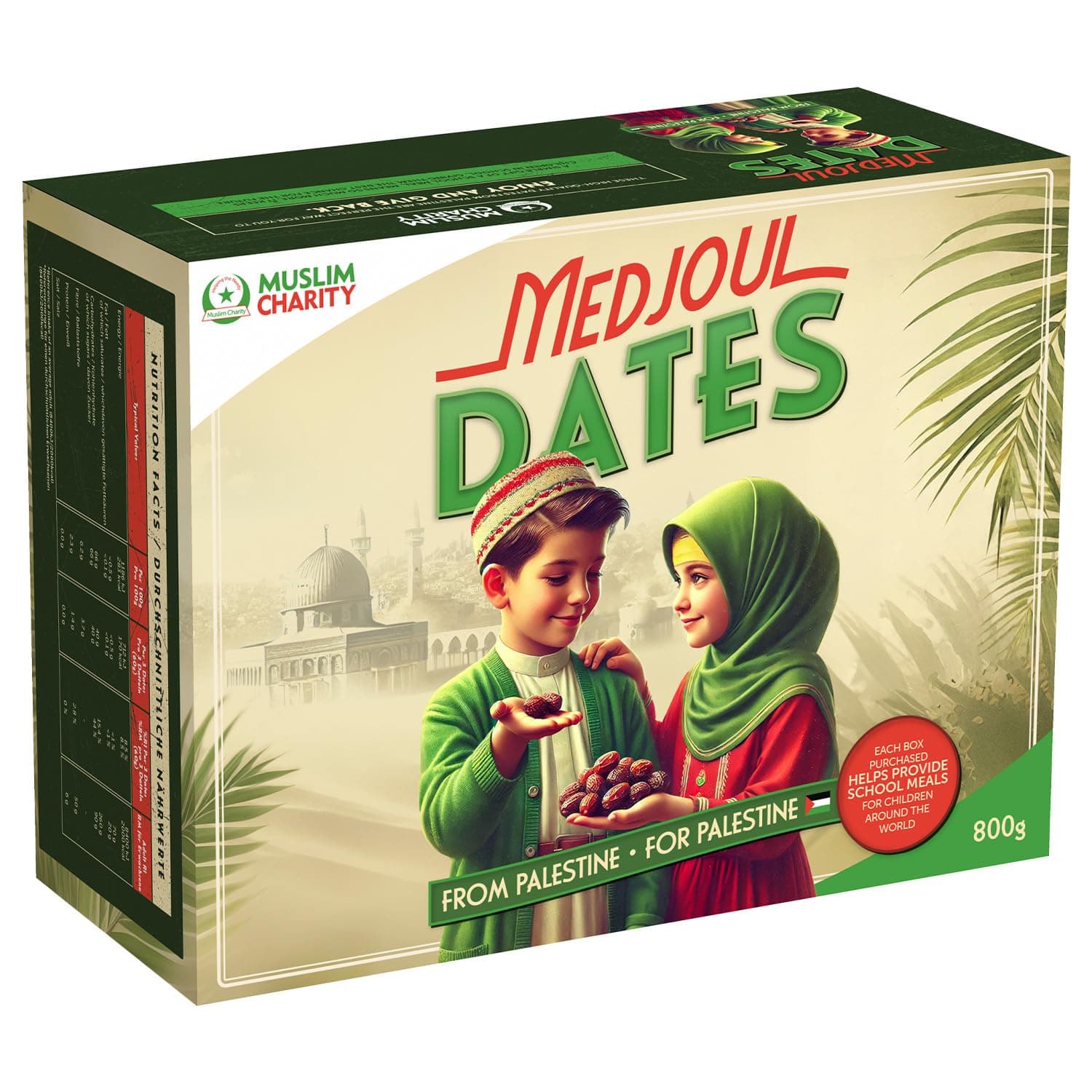 Muslim Charity All Natural Juicy Nutritious Palestinian Medjool Dates 800g - Vitamin Rich Delicious Palestinian Dates Delights Perfect for Ramadan