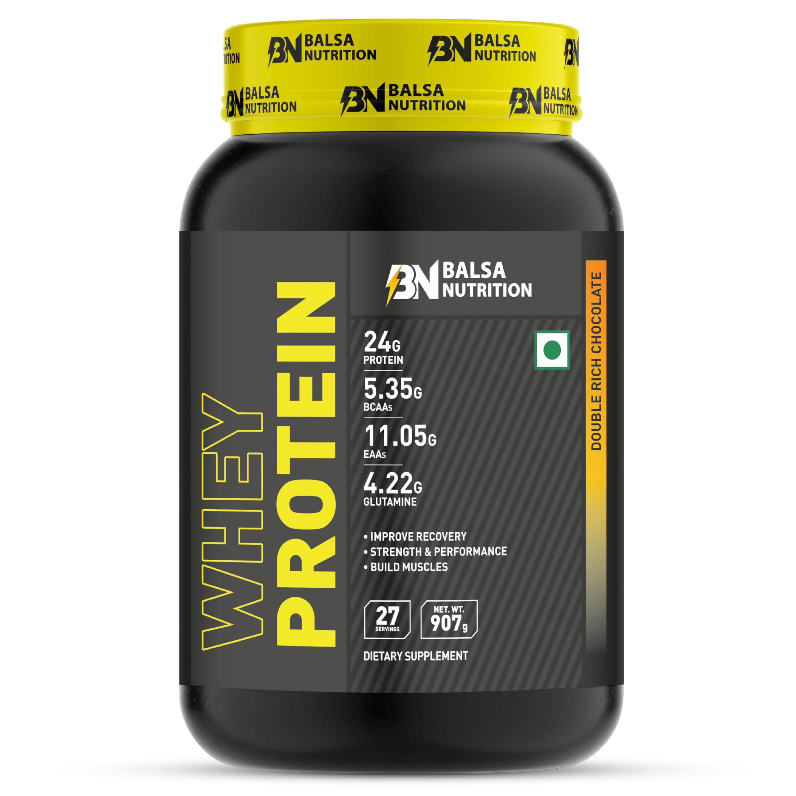 Whey Protein Powder- 907g, 33g per Serving (Double Rich Chocolate) | For Muscle Growth, Workout & Performance Recovery, Weight Management, Powerful Antioxidant | Non- GMO