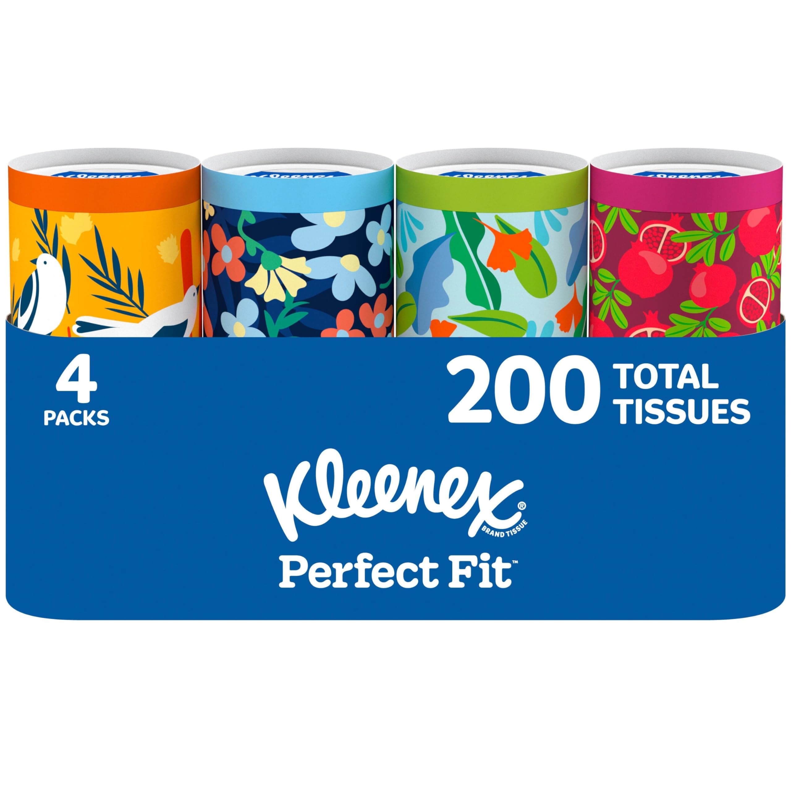 Perfect Fit Facial Tissues, 4 Cannisters, 50 Tissues per Can, 2-Ply (200 Total), Packaging May Vary