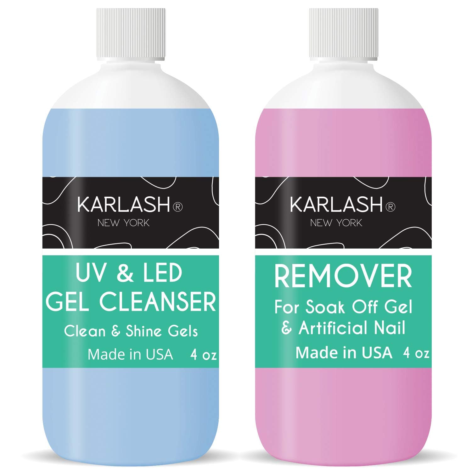 Karlash Professional Soak Off Remover for Gel Nail Polish Remover & UV Gel Cleanser for Gel Polish Top Coat (Set of 4 Ounce)