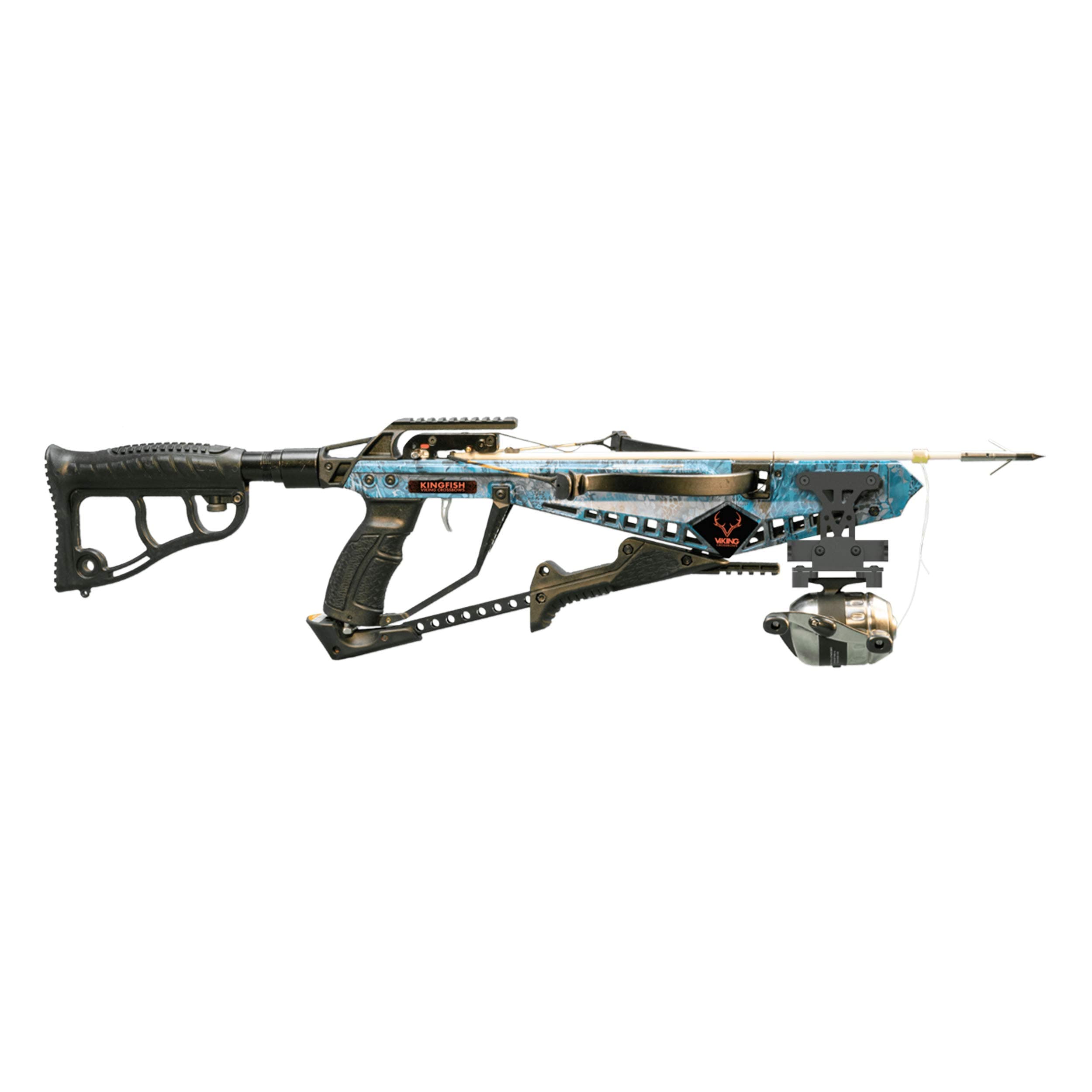 Kingfish Crossbow Bowfishing Kit with Reel, Line, Arrows, and Bracket, Camo, One Size (303)