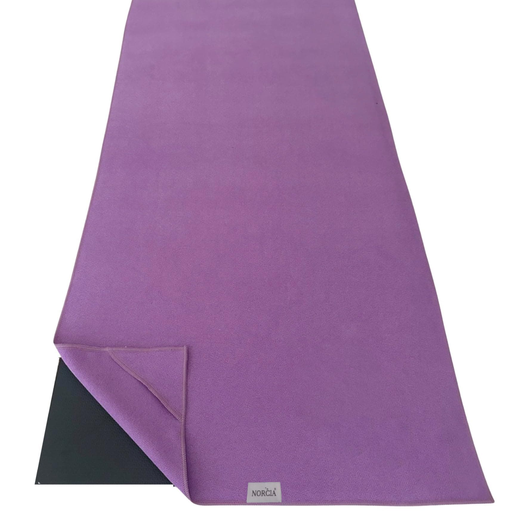 Yoga Towel, Non Slip Hot Yoga Mat Towel with Corner Pockets, Mat-Sized 24" x 72", 100% Microfiber Sweat Absorbent, Perfect for Hot Yoga, Bikram, Pilates and Yoga Mats (Purple)