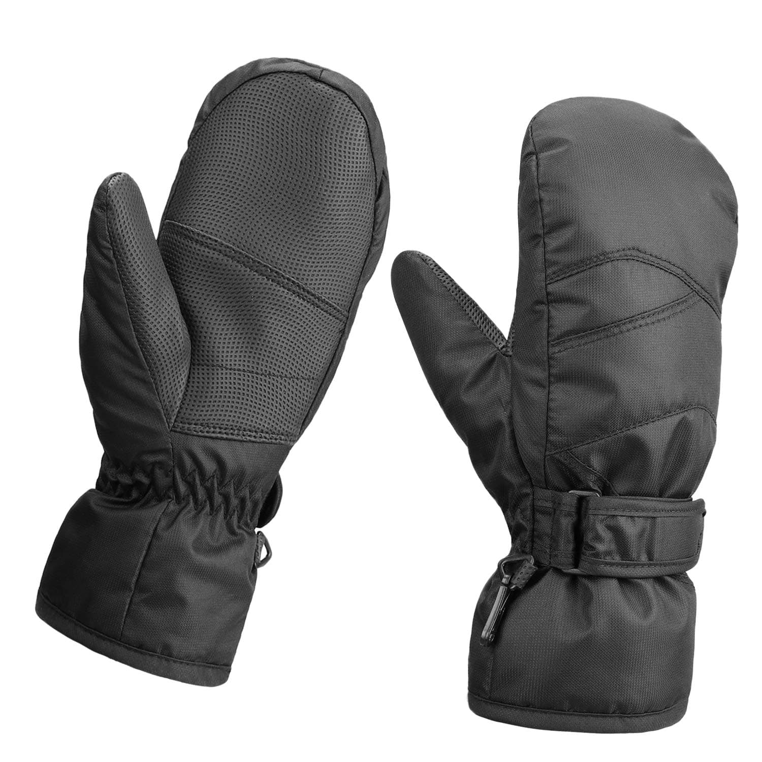 AMYIPO Kids Winter Snow Ski Gloves Children Snowboard Gloves for Boys Girls (Black (12-15 Years))