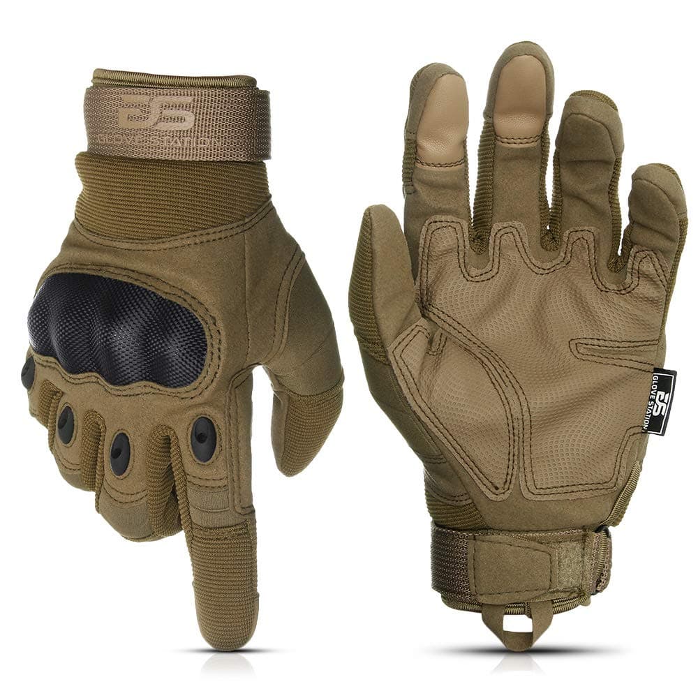 Glove StationTactical Gloves for Men – Touchscreen Utility Gear with Hard Knuckle Protection Used in Motorcycle, Airsoft, Combat, Police, Shooting & Outdoor Work