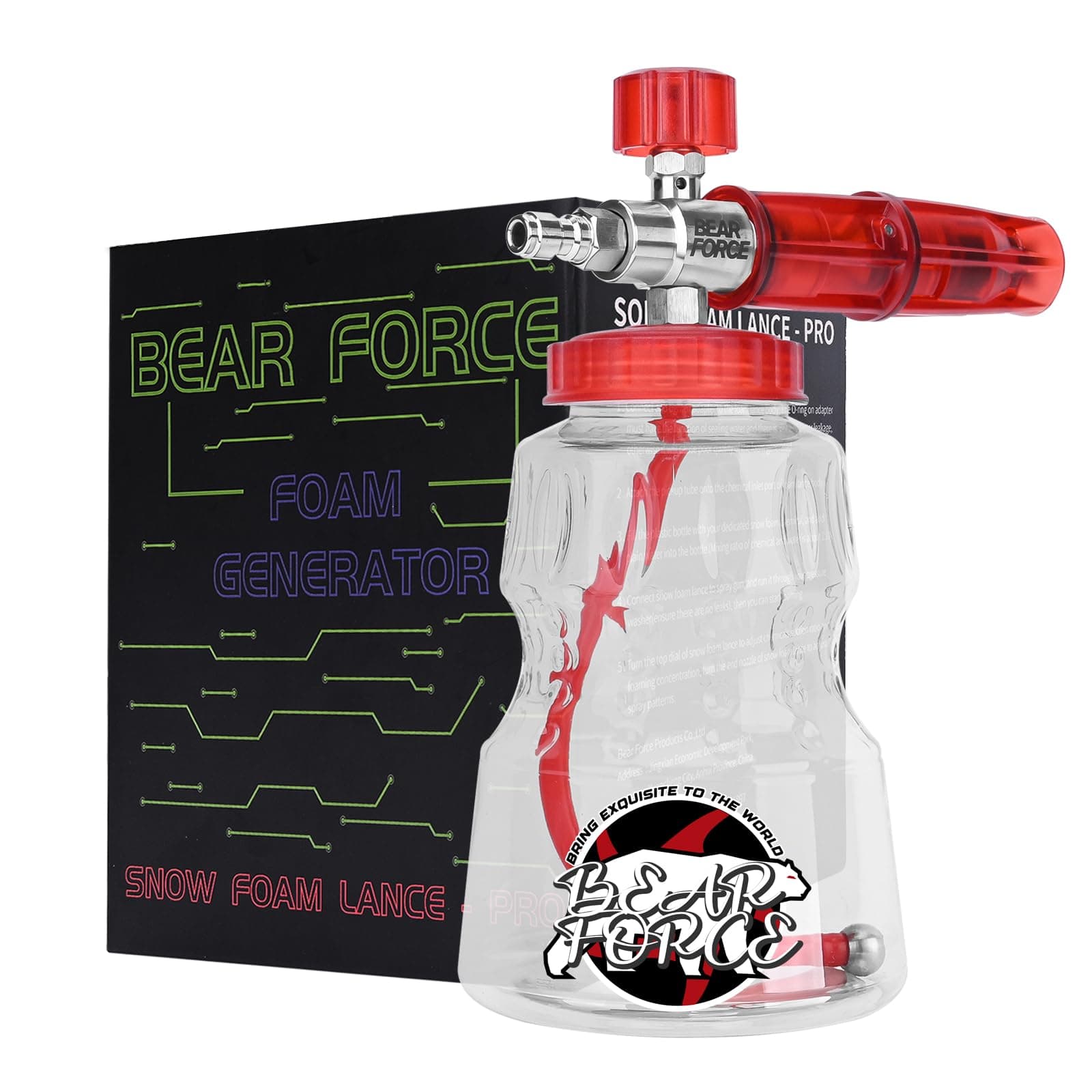 Pressure Washer Stainless Steel Foam Cannon Foam Generator with 1/4” Quick Connector & 1.25mm & 1.10mm Orifice Nozzle, 360° Adjustable Thicker Snow Foam with 32 oz Soap Car Wash