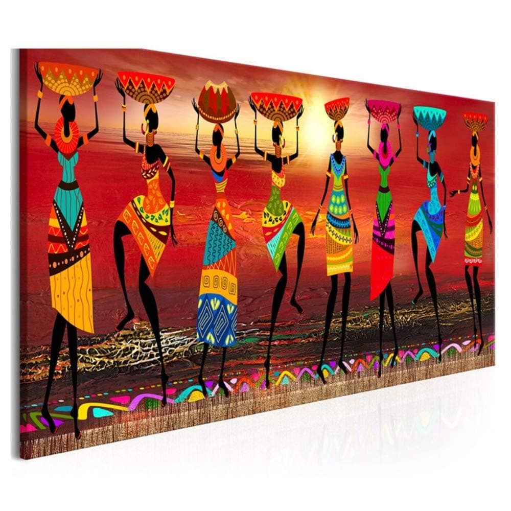 5D Diamond Painting Kit Full Drill Large Size DIY Diamond Art Embroidery Crystal Rhinestone Cross Stitch Adult Child Canvas Painting for Home Wall Decor African Women Dancing Round Drill,80x220cm