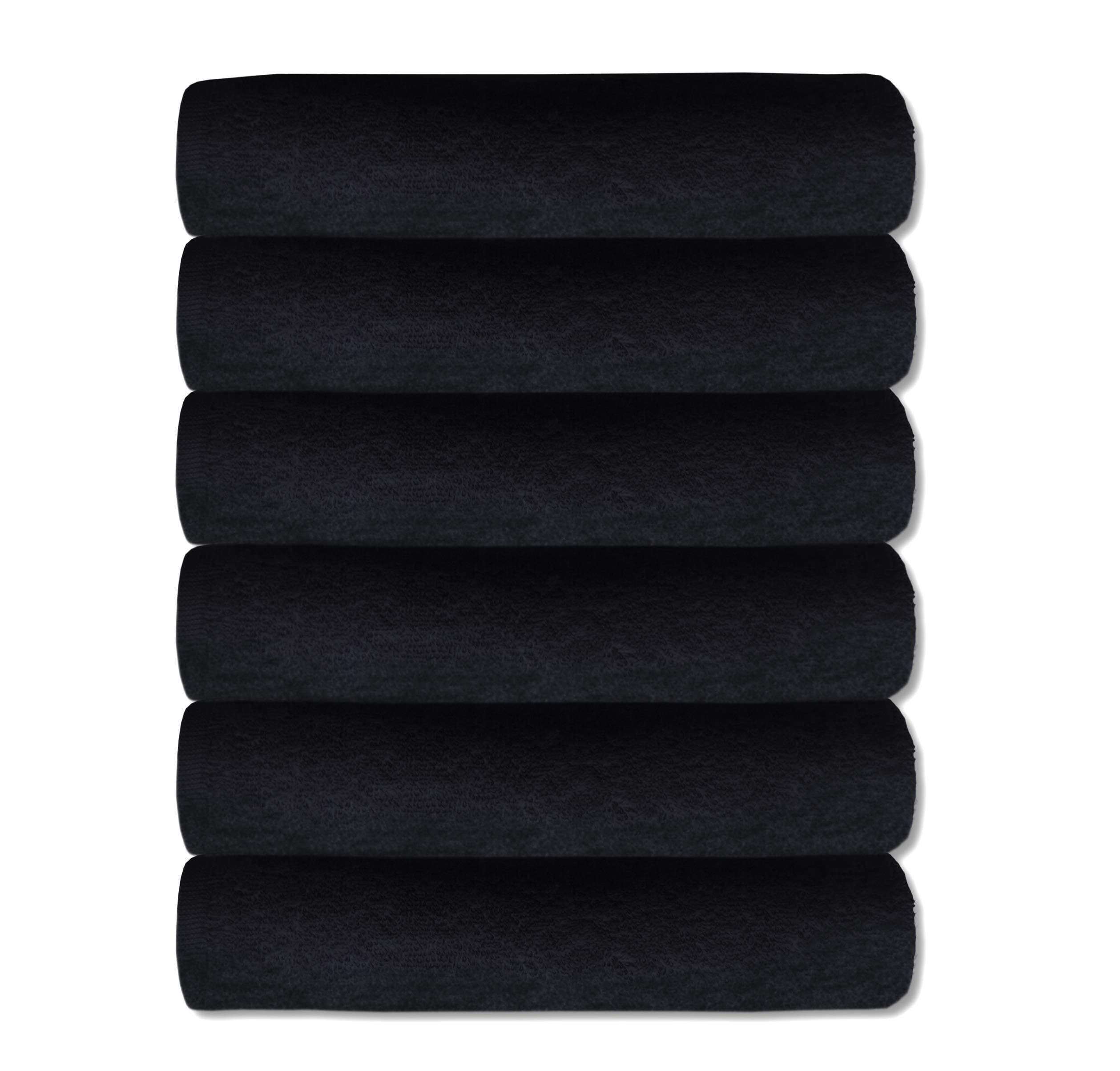 A & B TRADERS Guest Towels Packs 100% Egyptian Cotton 30cm x 50cm Soft Quick Dry (Black, 6)