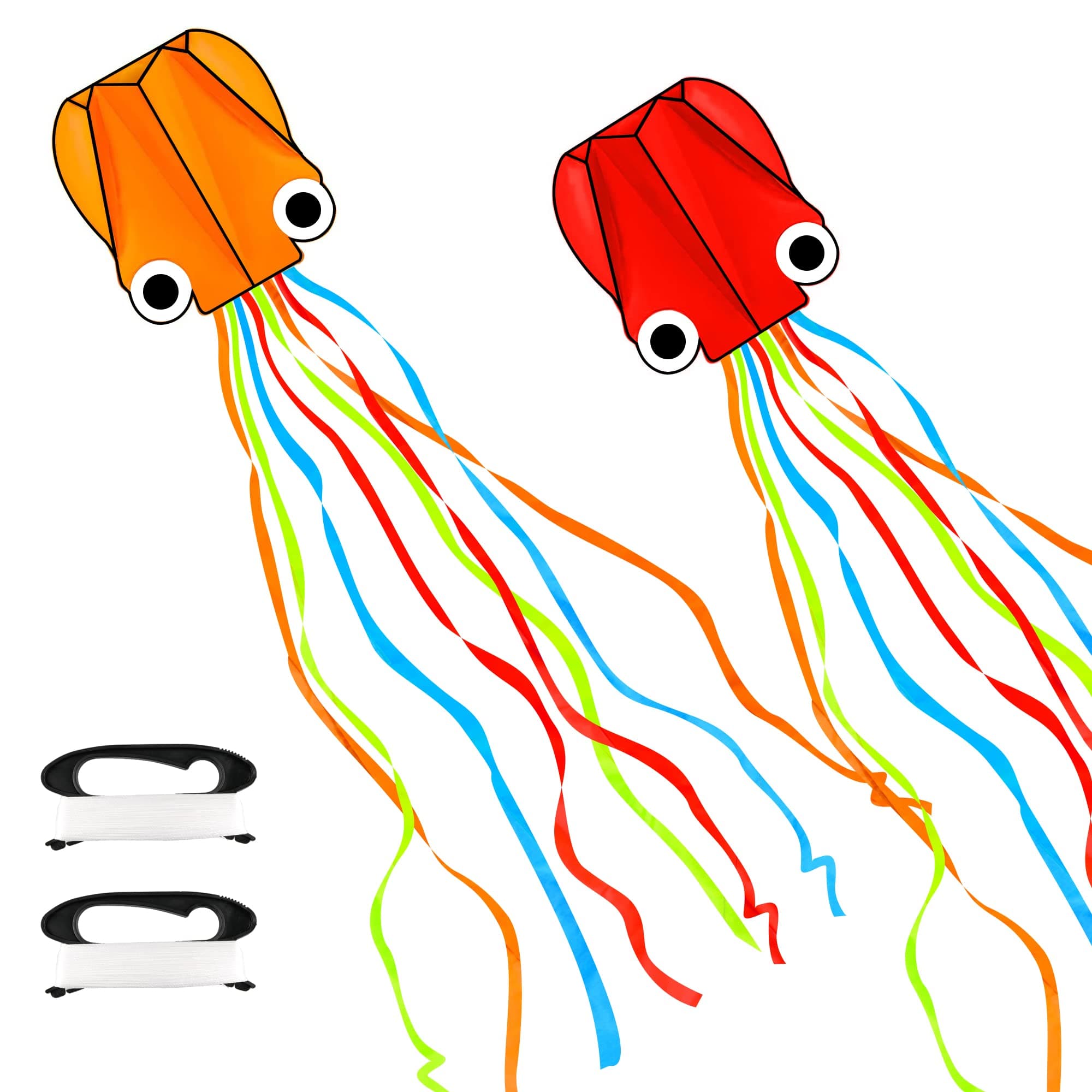 2 Pack Large Octopus Kites 13.8ftx2.3ft - 3D Mollusc Octopus with 157 Inches Long Colorful Tail Easy to Fly Come with Handle & 328ft String for Kids Adults Outdoor Activities Beach Park Trip
