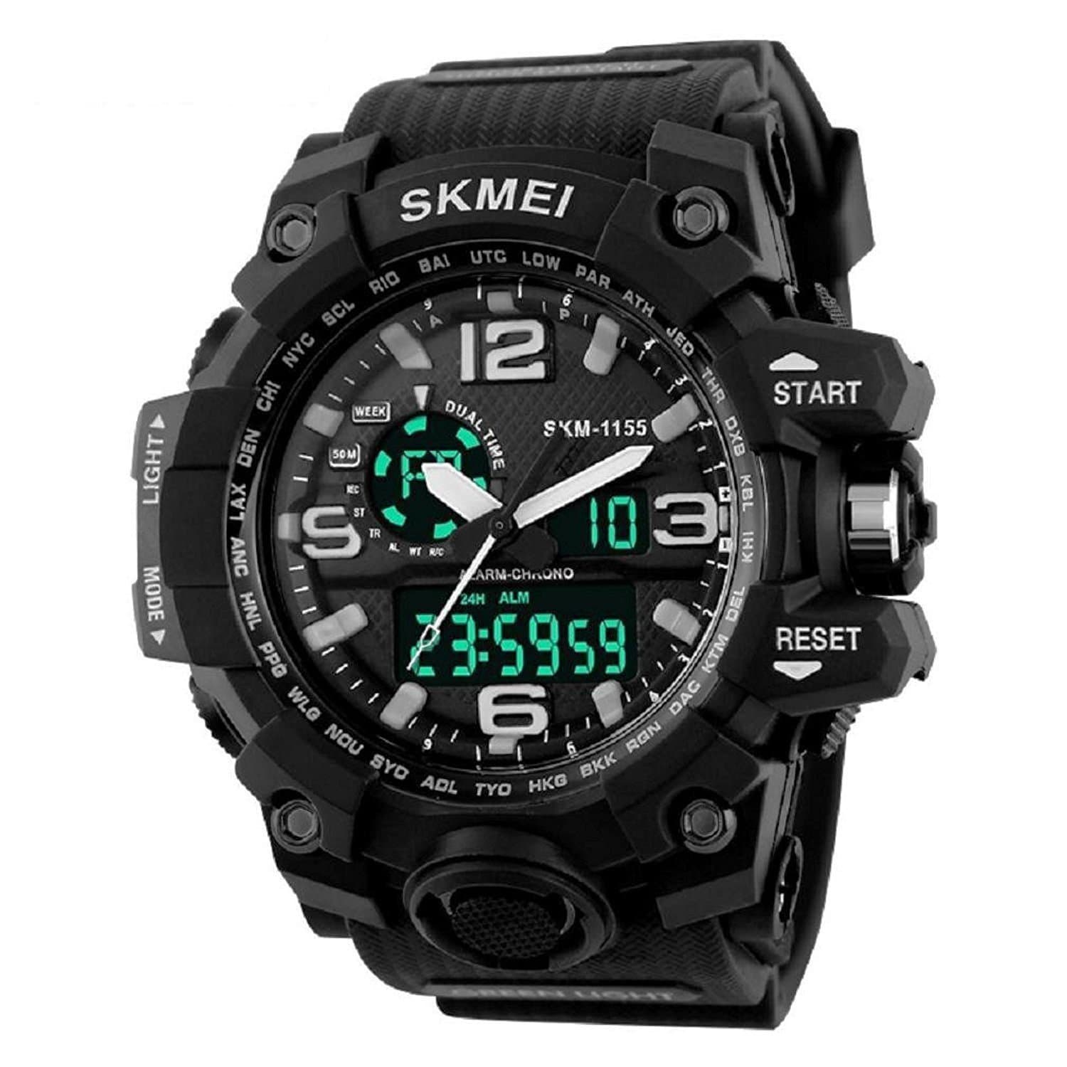 Skemi Analogue-Digital Men's & Boys' Watch (Black Dial Black Colored Strap)