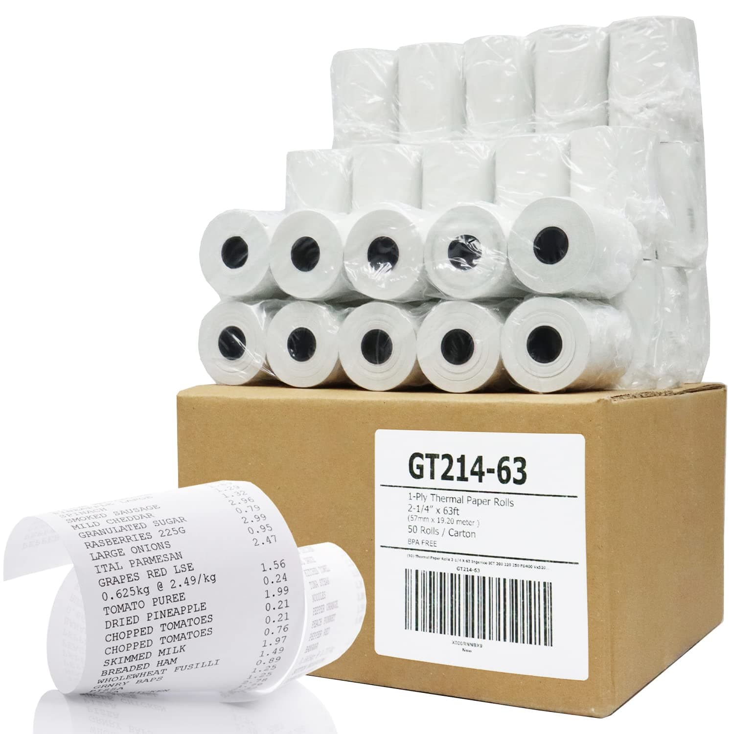(50) Thermal Paper Rolls 2-1/4 X 63 Ingenico ICT 200 220 250 FD400 Vx520