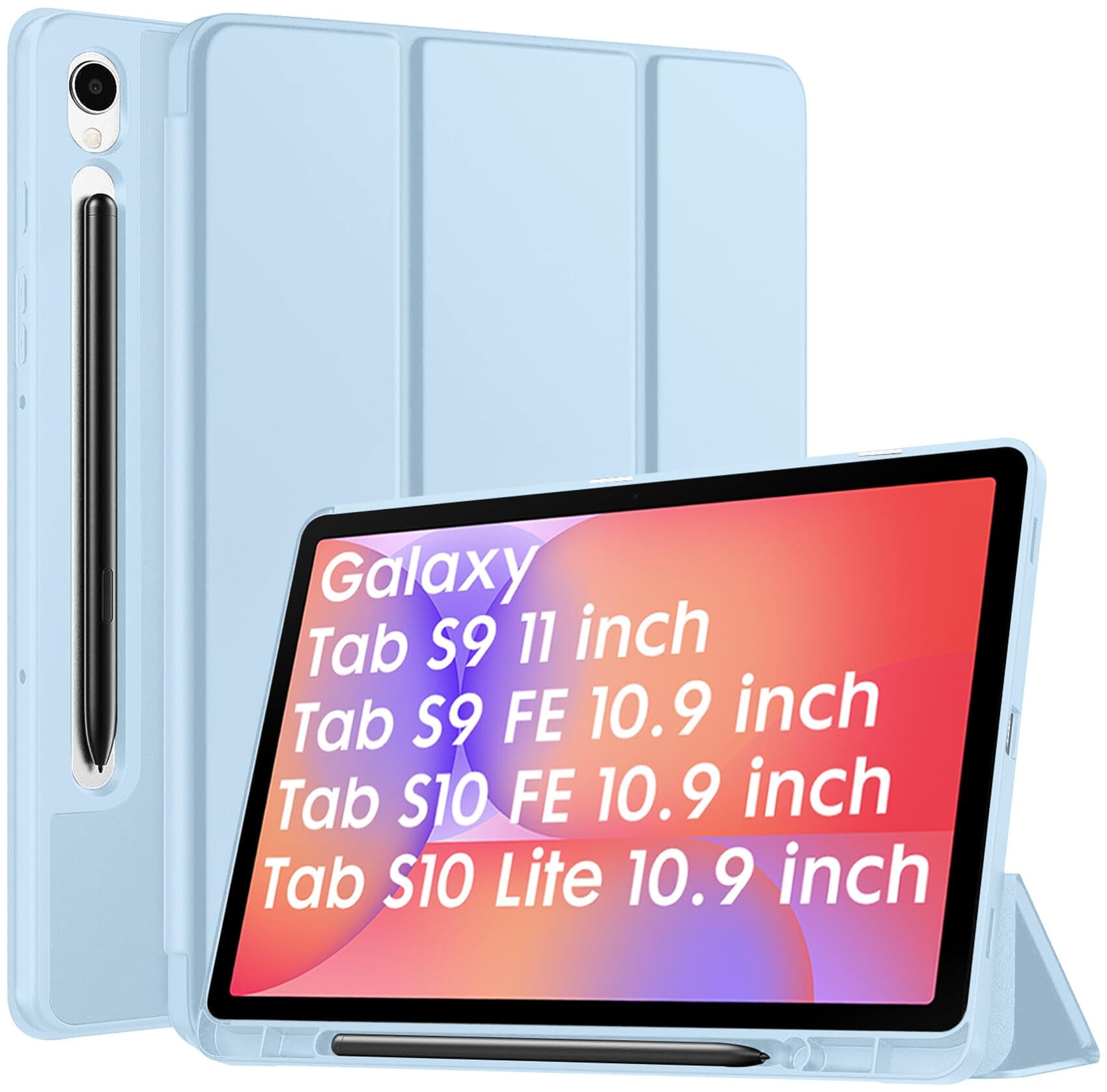 Robustrion Cover for Samsung Galaxy Tab S10 Lite 10.9" / Tab S9 FE/Tab S10 FE/Tab S9 11" with [S Pen Holder], Flip Case for Samsung Tab S10 Lite /S10/S9 FE Tablet Cover [Auto Sleep Wake] - Light Blue