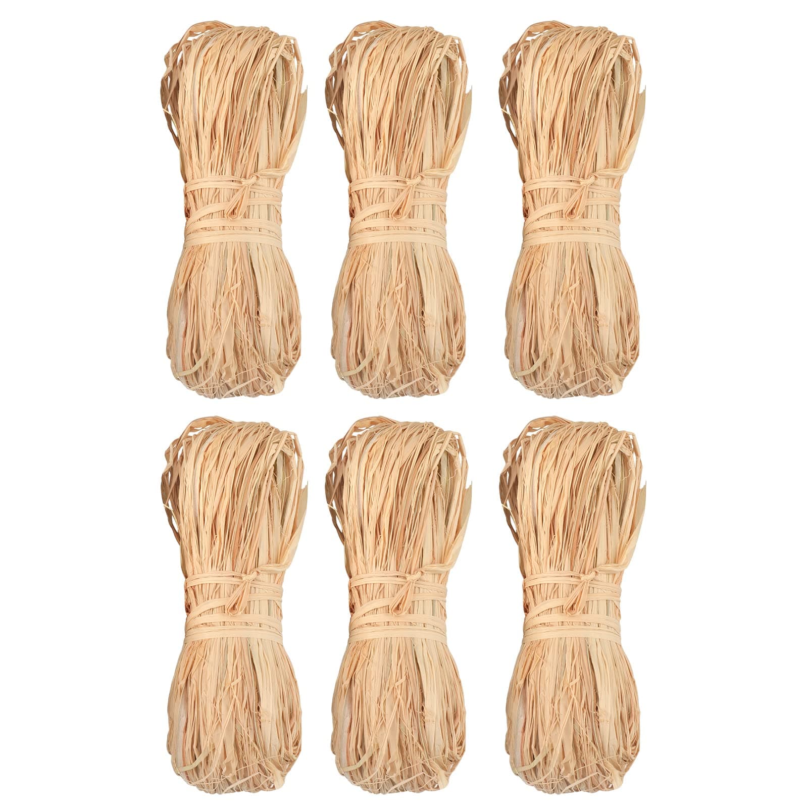 jijAcraft Raffia Ribbon 300g, Natural Raffia Grass Ribbons for Christmas Gift Box Filler, Happy Holiday Florist Bouquets Decoration, Gift Wrapping, Crafting DIY (6 x 50g)