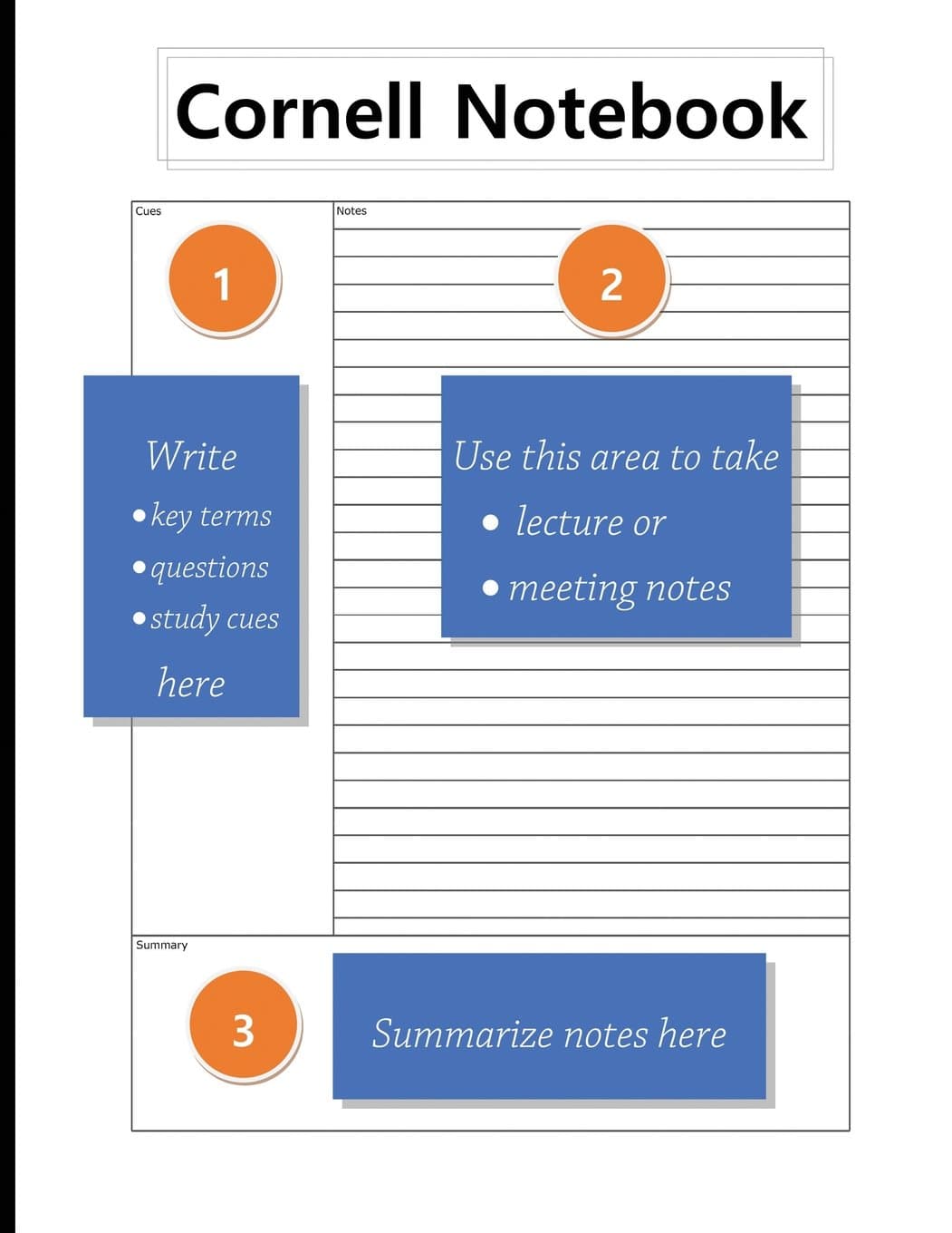 Cornell Notebook: 8.5" x 11", Student Notebook, For Note Taking, For Lecture and Meetings, 100 pages, Paperback – 27 Sept. 2017