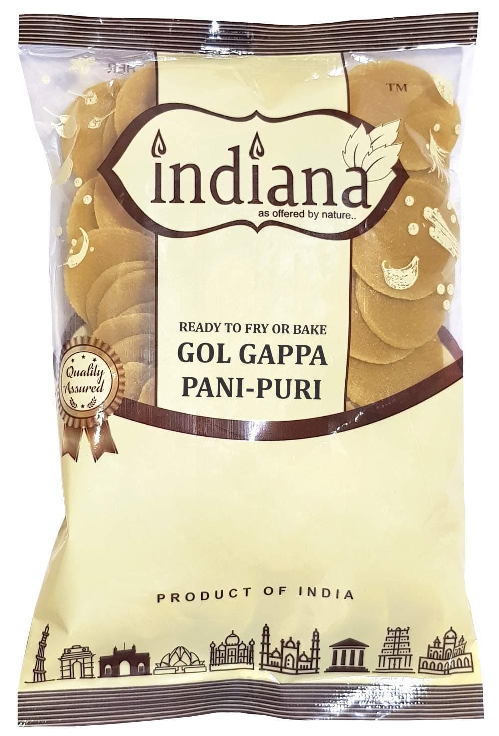 Indiana Ready To Fry Dry Gol Gappa/Pani Puri Papad | Golgappe Packet Readymade - 200 Gm, No Flavour