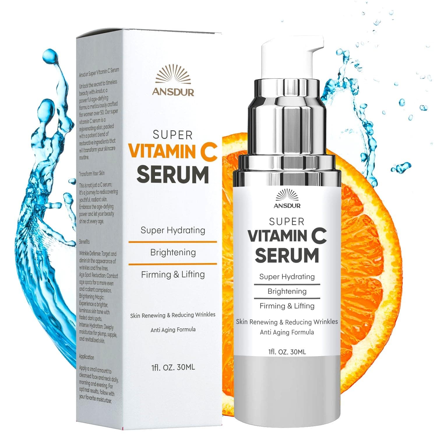 Super Vitamin C Serum for Women over 70: Hyaluronic Acid Serum for Face, Dark Spot Remover and Wrinkle Reduction - Lifting, Smoothing, Moisturizing, All in One Skin Care Formula, 1 fl oz