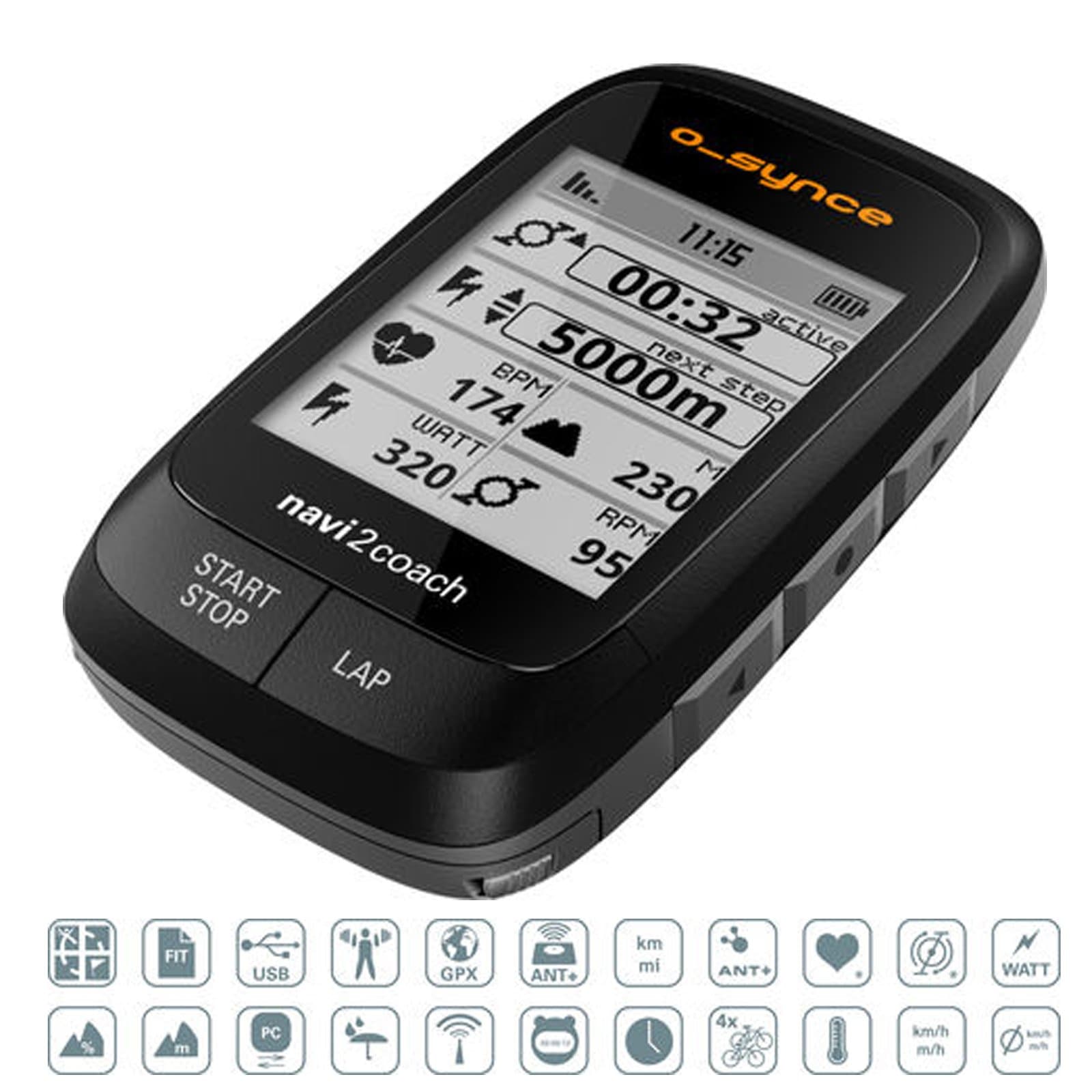 O-Synce Navi2Coach GPS + Power Cycling Computer with Twist Mount RC Edition (Original (Black))