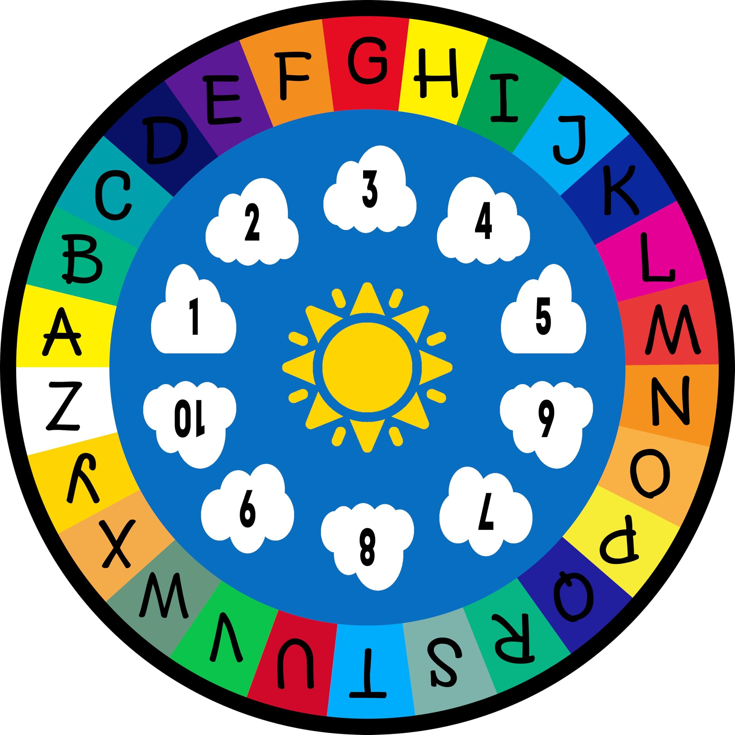 Genki - Kids Rugs for Playroom - ABC Learning Area Rug for Play Room, Classroom, Kindergarten, and Preschool - Kid Alphabet Educational Carpet for Childrens and Toddler Mat - Non Slip | 3'11"x3'11"