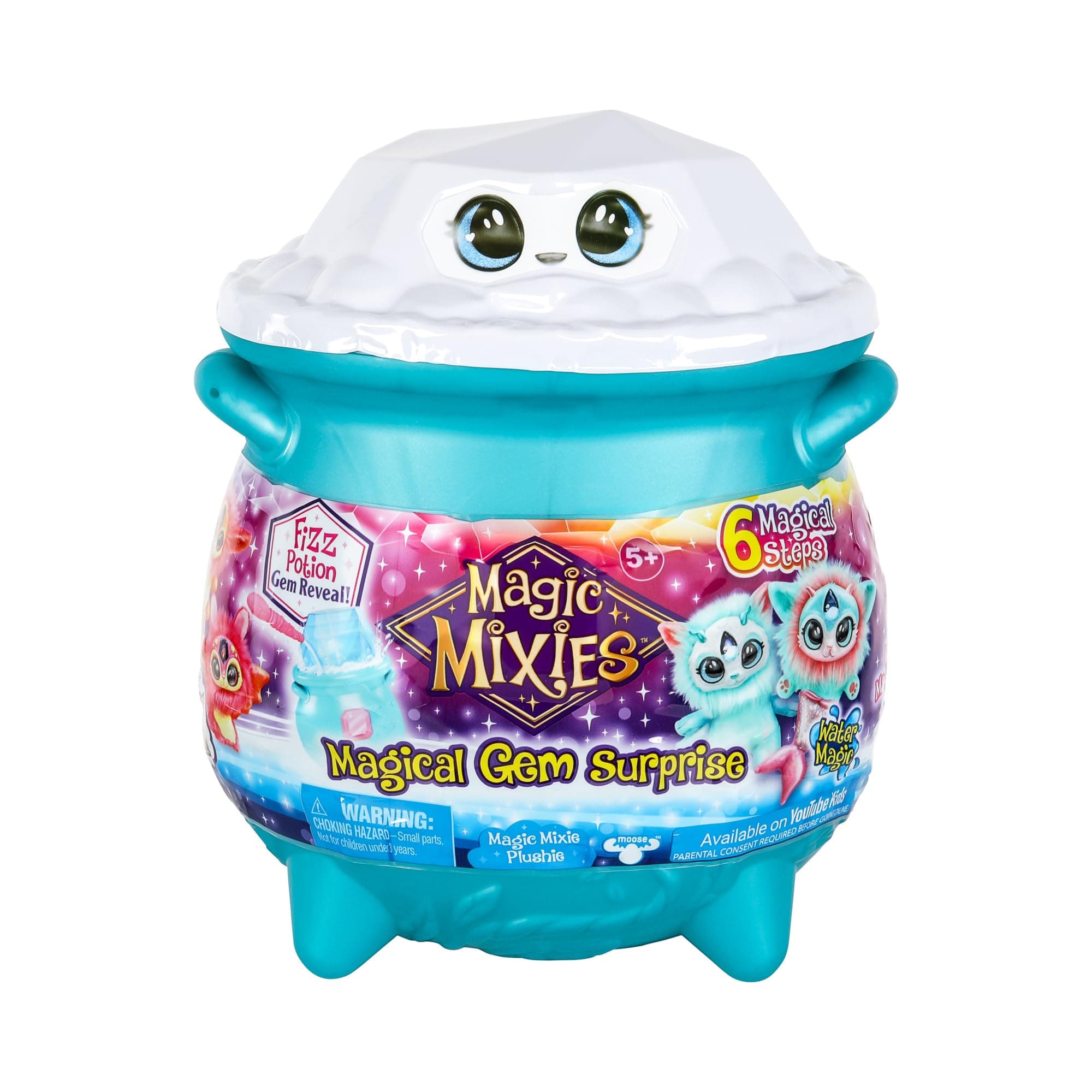 Magical Gem Surprise Water Magic Cauldron - Reveal a Non-Electronic Mixie Plushie and Magic Ring with a pop up reveal from the Fizzing Cauldron,Multicolor,Medium
