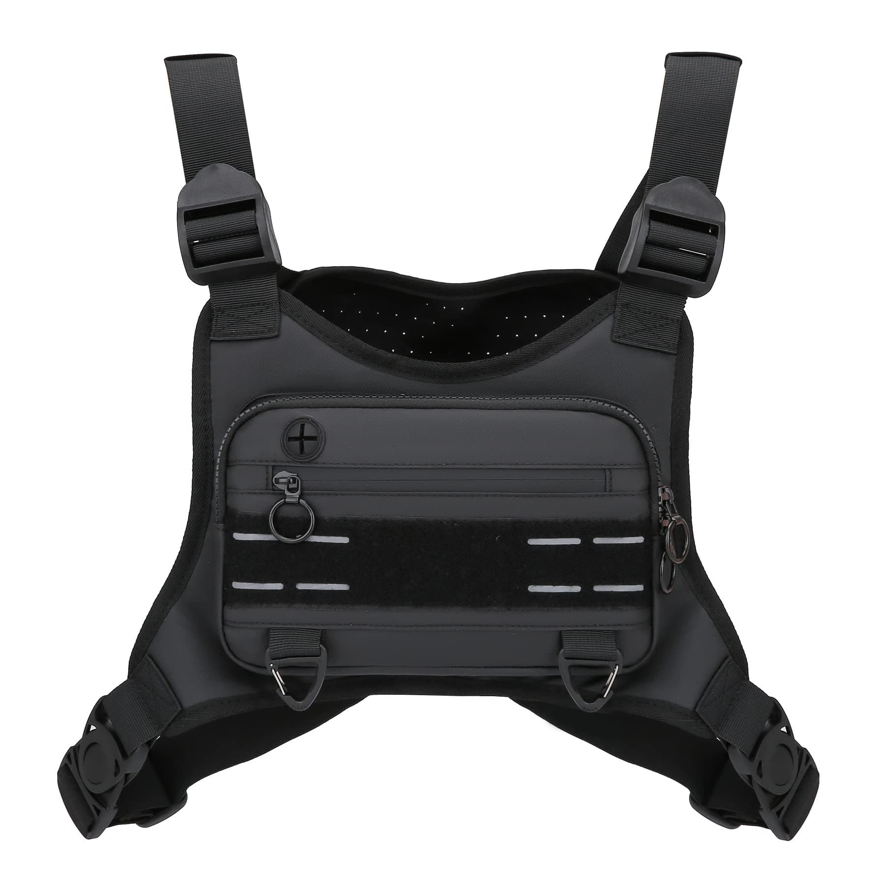 Outdoor Running Chest Bag for Men and Woman with Extra Storage, Water Resistant Sports Chest Pack Lightweight Running Vest Rigs for Workouts Cycling Hiking (Black)