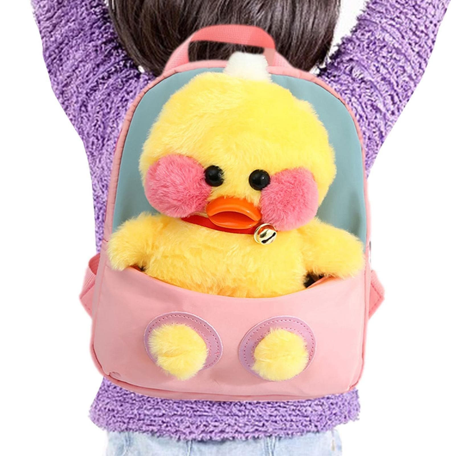 YemyapBaby Cute Plush Duck Backpack, Soft Plush Kids School Bag, Little Girl Boy Cartoon School Bag, Cute Learning Backpack For Toddler Boys Girls, 1-3 Years Old, Pink