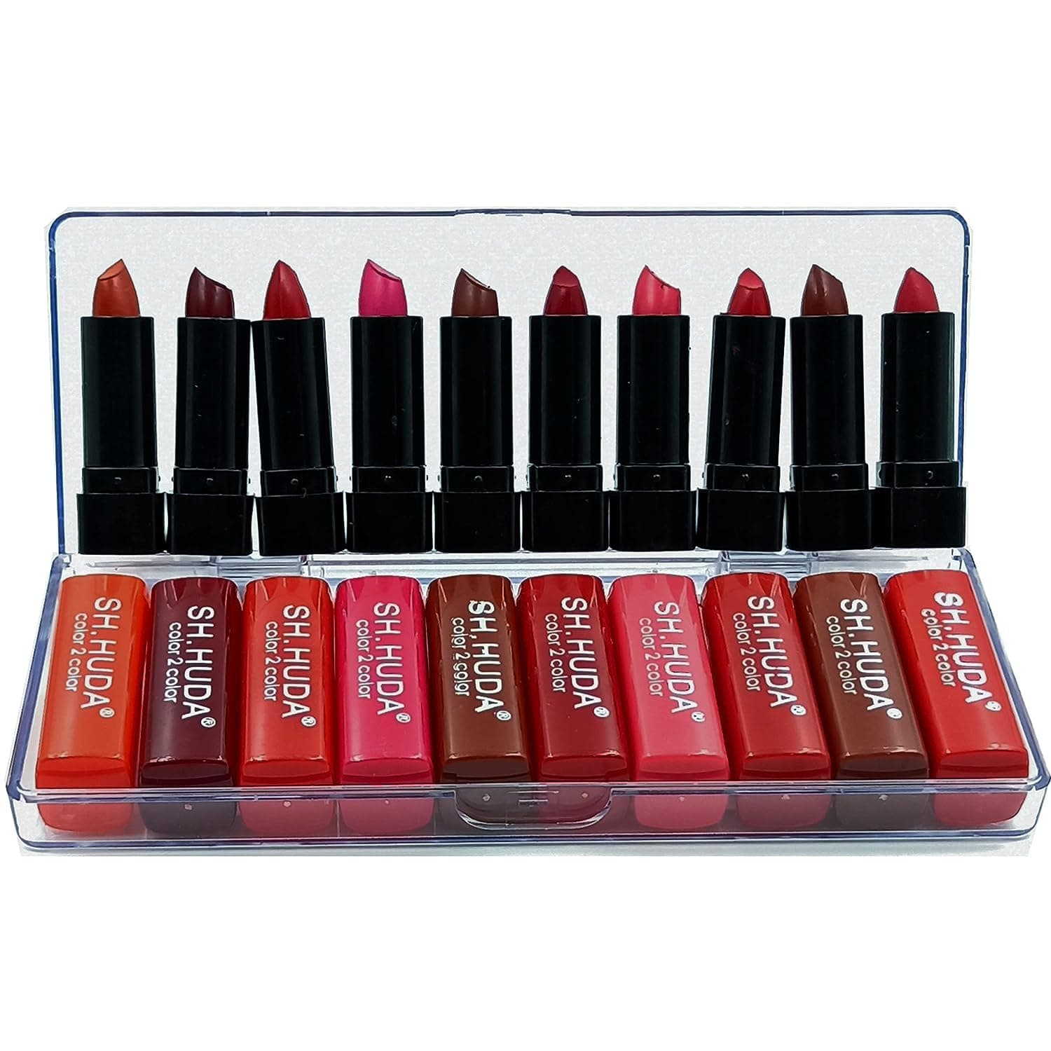 Professional Beauty Color Sensational Pocket Mini Lipsticks Set - 10Pcs Long Lasting, Waterproof Matte Finish Lipstick Combo.