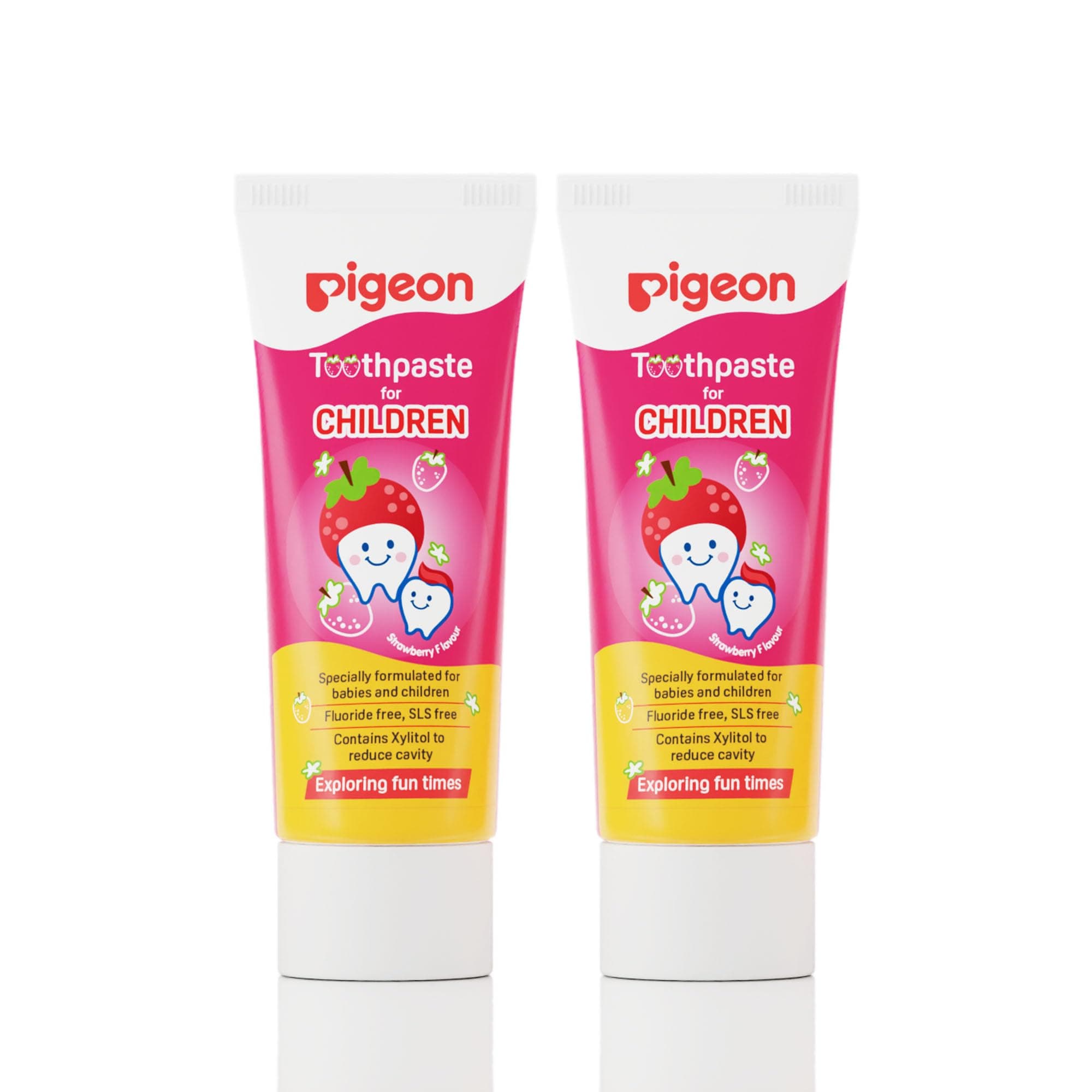 Pigeon Strawberry Toothpaste for Babies & Children 45 g (Pack of 2) | Fluoride Free & SLS Free | Gentle Daily Oral Care for Kids