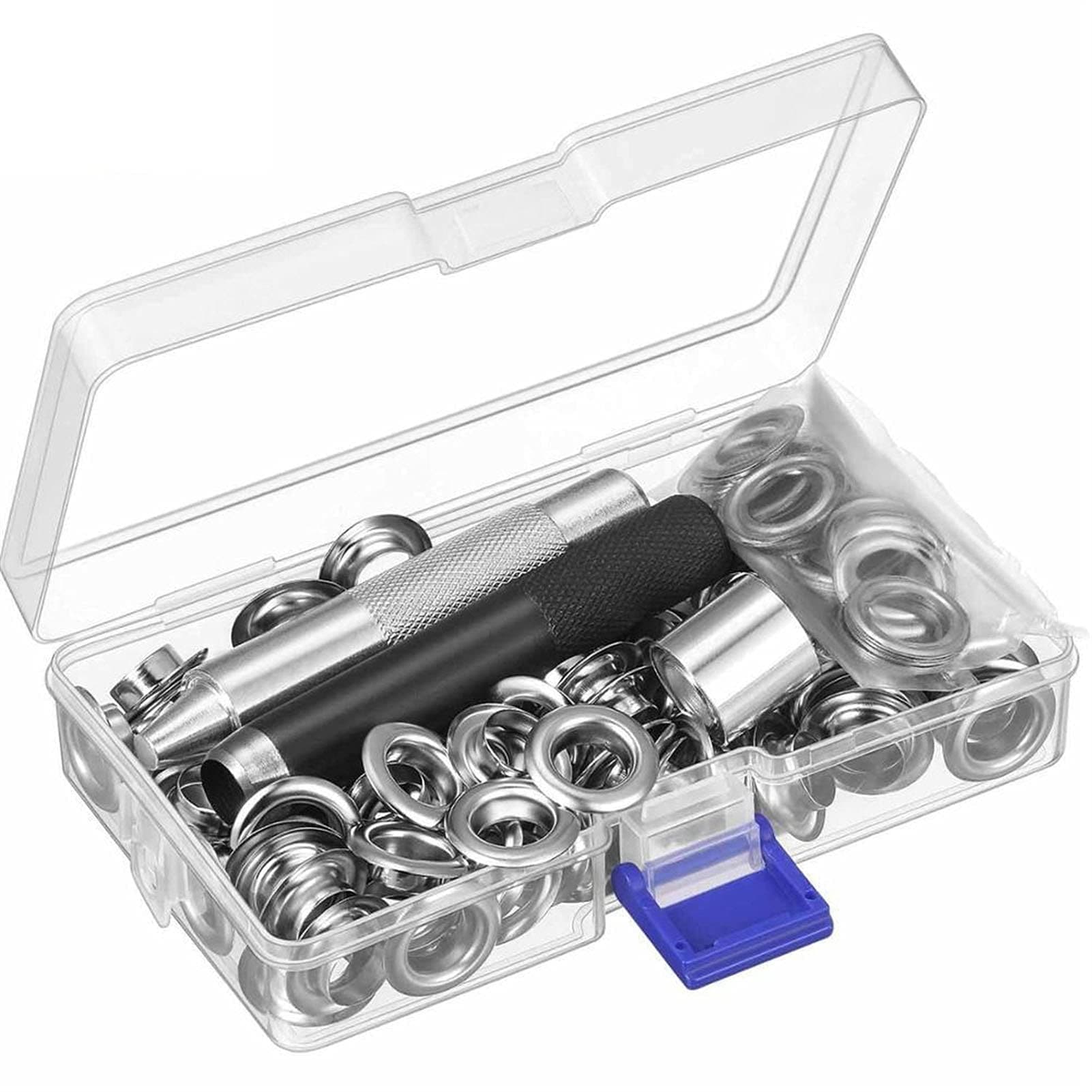 EWDF Grommet Tool Kit, Grommet Setting Tool And 100 Sets Grommets Eyelets With Storage Box (0.4/0.5 Inch Inside Diameter) (Color : 0.4 inch)