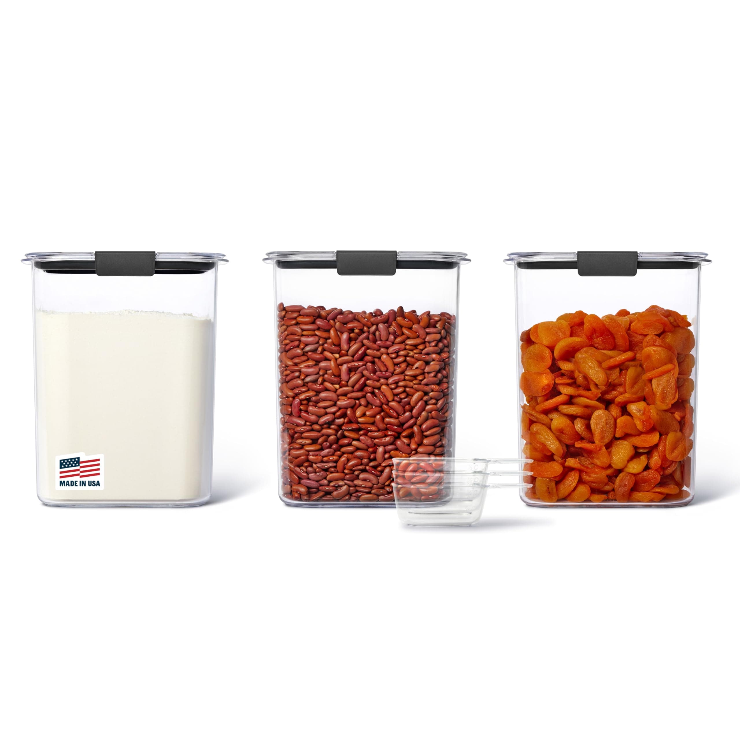 Brilliance BPA-Free Food Storage Containers with Lids, Airtight, Kitchen and Pantry Organization Set, Includes 3 Containers and Scoops, Clear, 16 cups