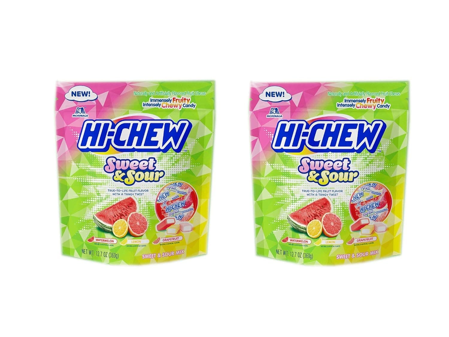 2 Packs, Hi Chew Sensationally Chewy Japanese Fruit Candy, Sours & Sweets, 12.7 Ounce